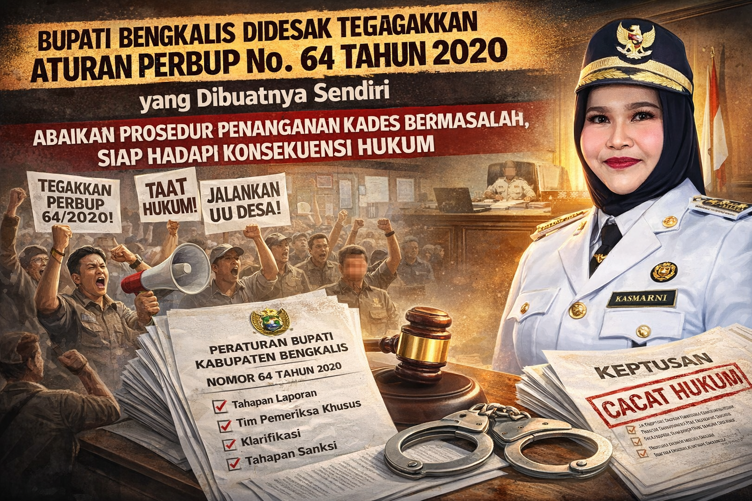 Abaikan Prosedur, Siap Hadapi Konsekuensi Hukum: Publik Desak Bupati Bengkalis Taat UU dalam Penanganan Kades Bermasalah