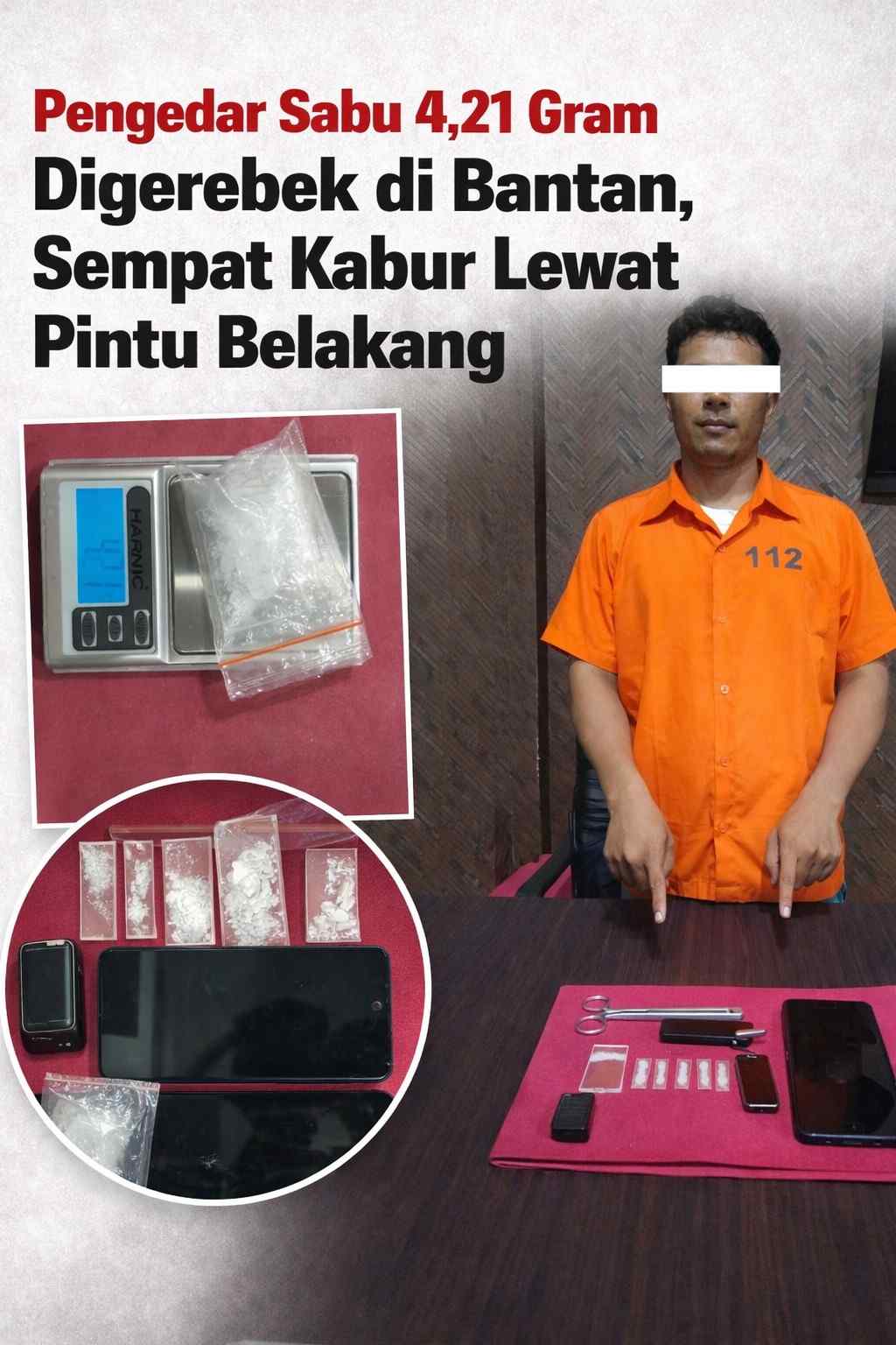 Pengedar Sabu 4,21 Gram Digerebek di Bantan, Sempat Kabur Lewat Pintu Belakang