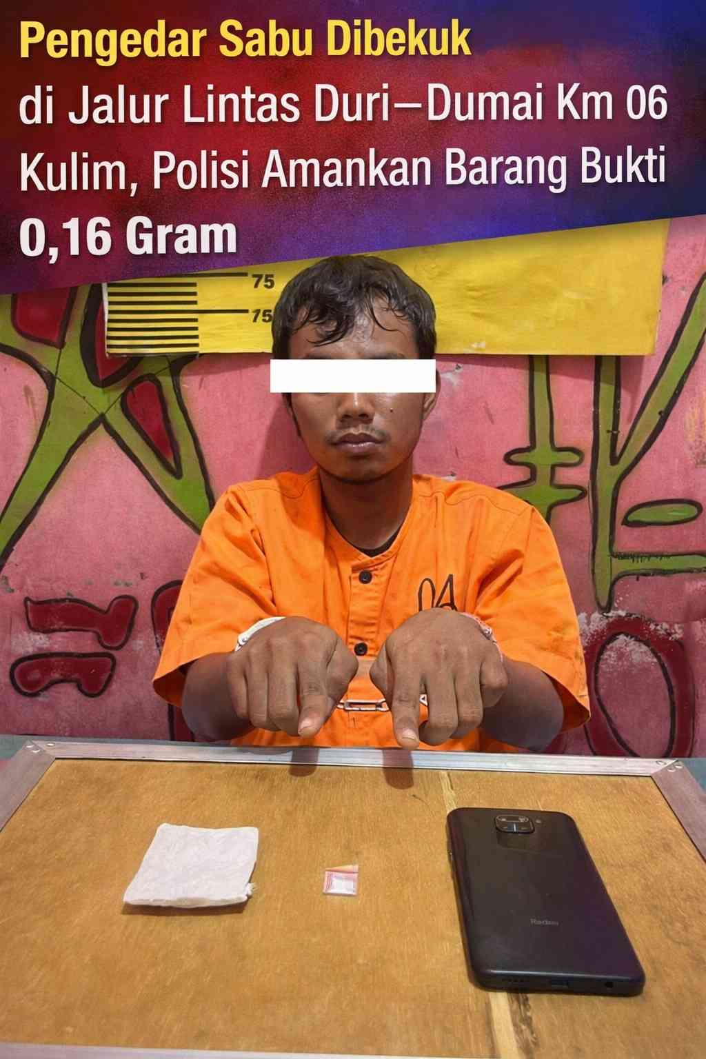 Pengedar Sabu Dibekuk di Jalur Lintas Duri–Dumai Km 06 Kulim, Polisi Amankan Barang Bukti 0,16 Gram