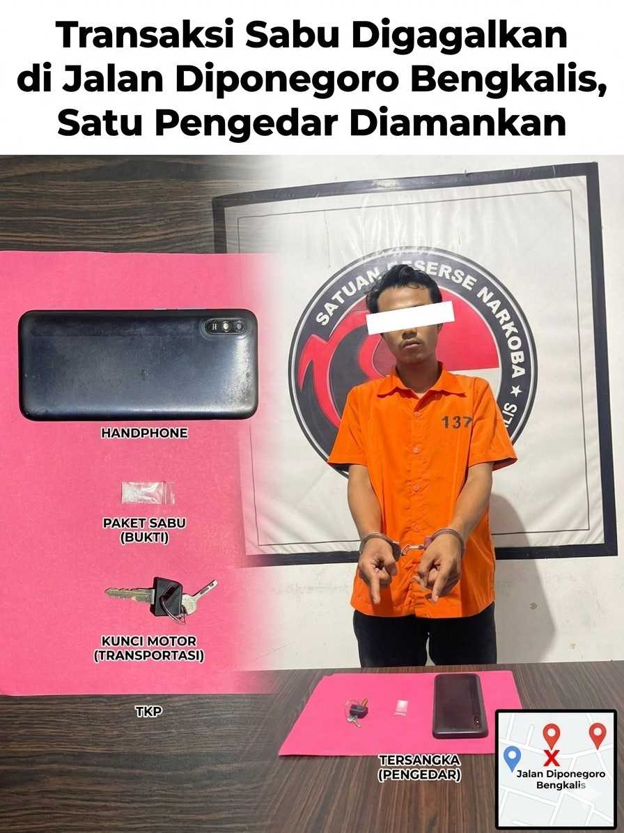 Transaksi Sabu Digagalkan di Jalan Diponegoro Bengkalis, Satu Pengedar Diamankan