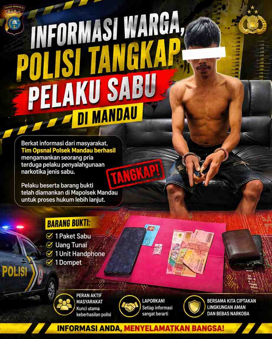 Dari Informasi Warga, Polisi Tangkap Pelaku Sabu di Mandau