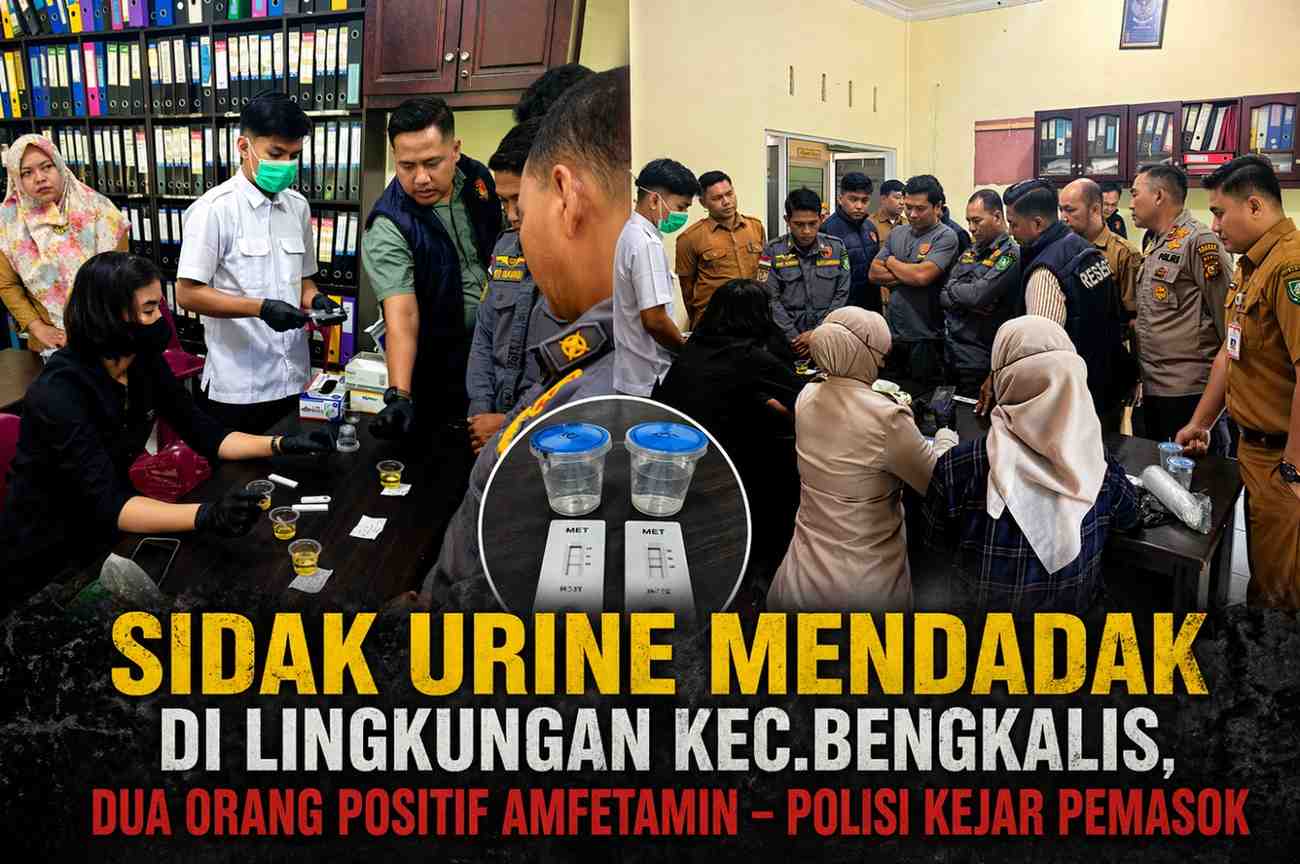 Sidak Urine Mendadak di Lingkungan Kec.Bengkalis, Dua Orang Positif Amfetamin – Polisi Kejar Pemasok