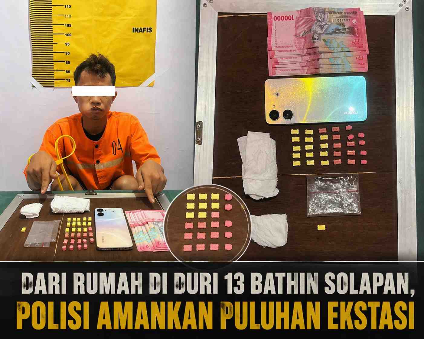 Dari Rumah di Duri 13 Bathin Solapan, Polisi Amankan Puluhan Ekstasi