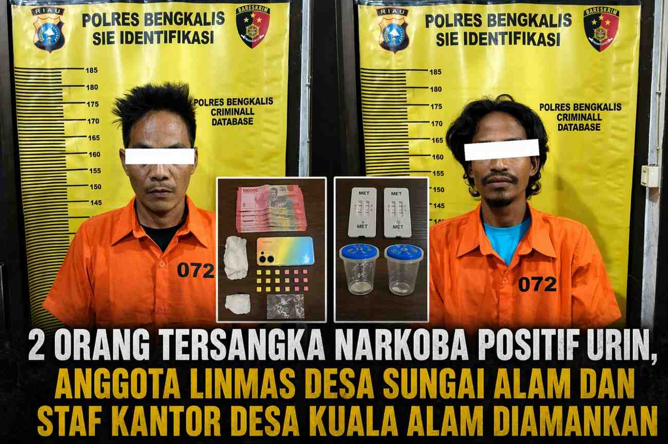 2 Orang Tersangka Narkoba Positif Urin, Anggota Linmas Desa Sungai Alam dan Staf Kantor Desa Kuala Alam Diamankan