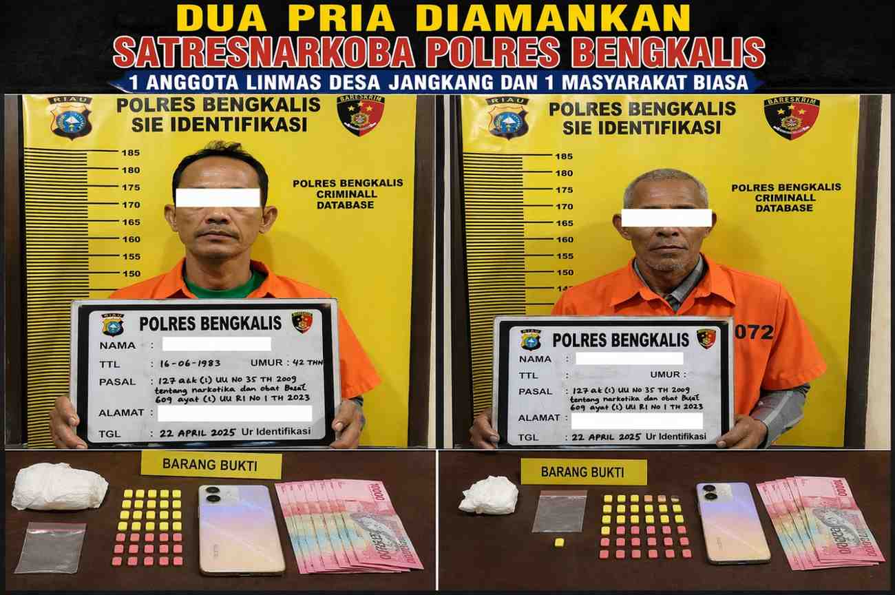 Dua Pria Diamankan Satresnarkoba Polres Bengkalis,1 Anggota Linmas Desa Jangkang Dan 1 Masyarakat Biasa