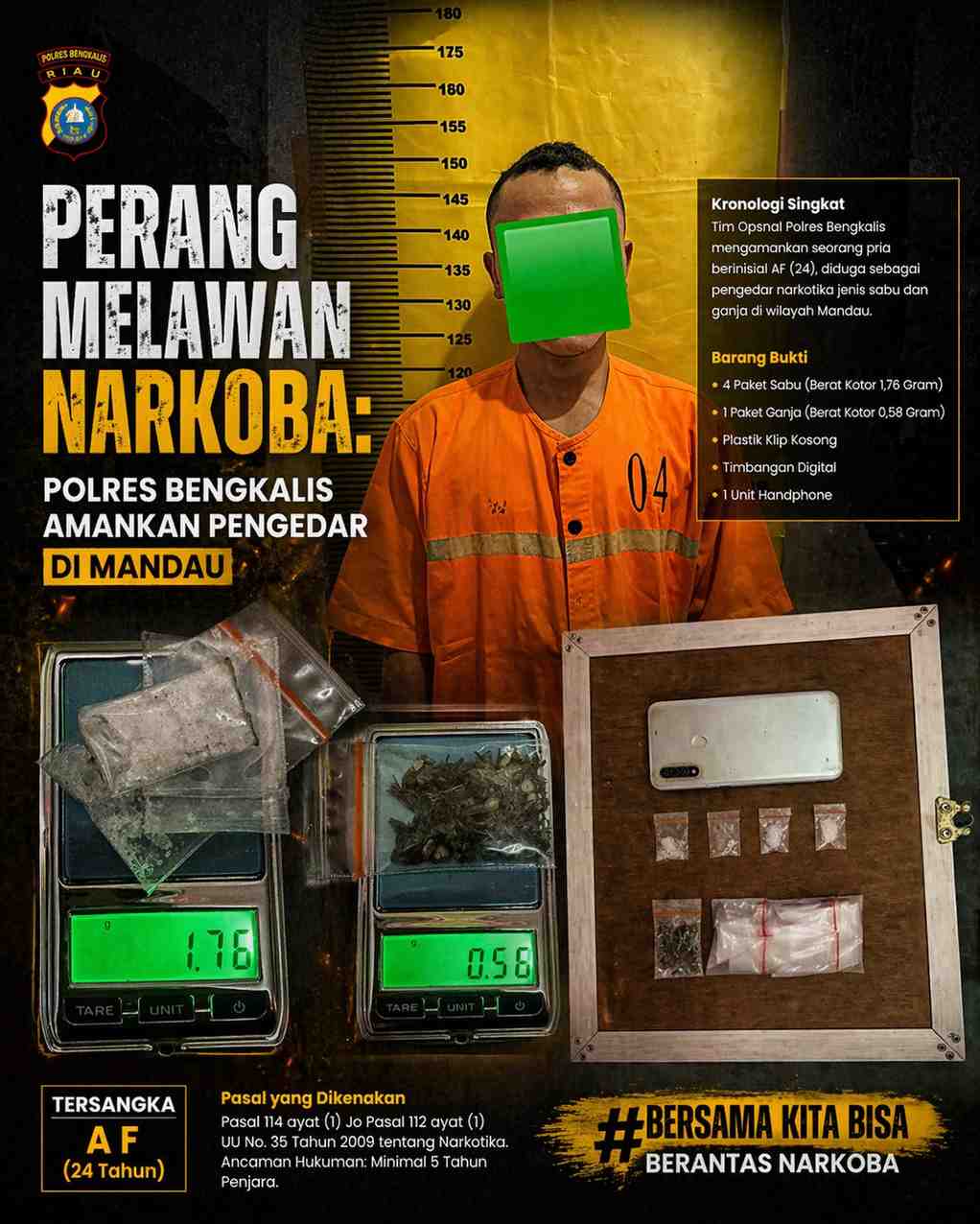 Perang Melawan Narkoba: Polres Bengkalis Amankan Pengedar di Mandau