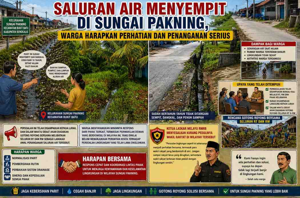Saluran Air Menyempit di Sungai Pakning, Warga Harapkan Perhatian dan Penanganan Serius