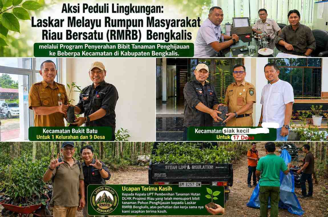 Laskar Melayu RMRB Bengkalis Dorong Gerakan Penghijauan Lewat Bantuan Bibit