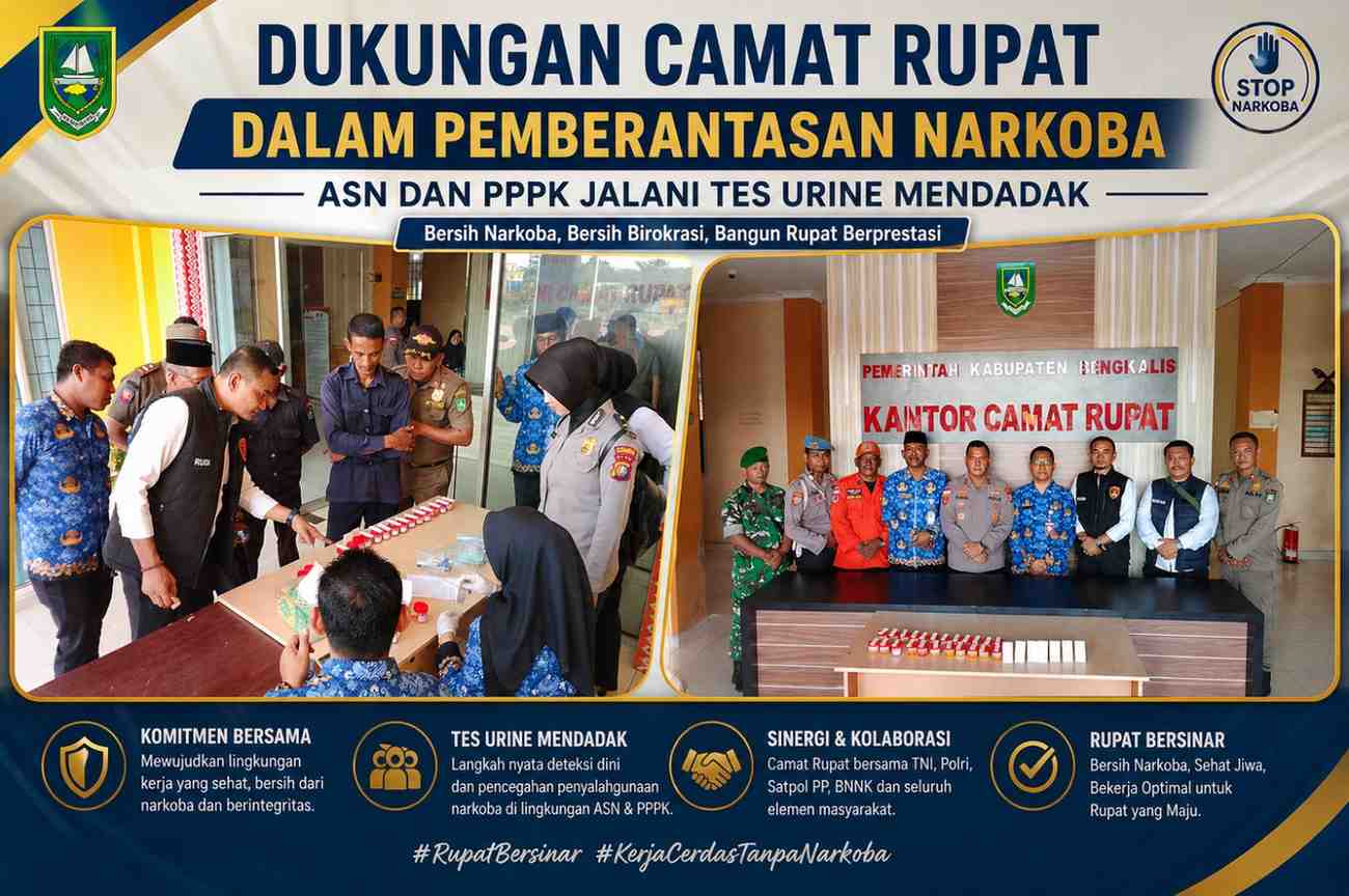Dukungan Camat Rupat dalam Pemberantasan Narkoba, ASN dan PPPK Jalani Tes Urine Mendadak