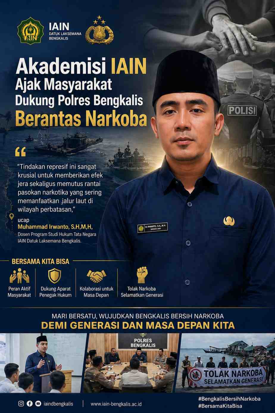 Akademisi IAIN Ajak Masyarakat Dukung Polres Bengkalis Berantas Narkoba