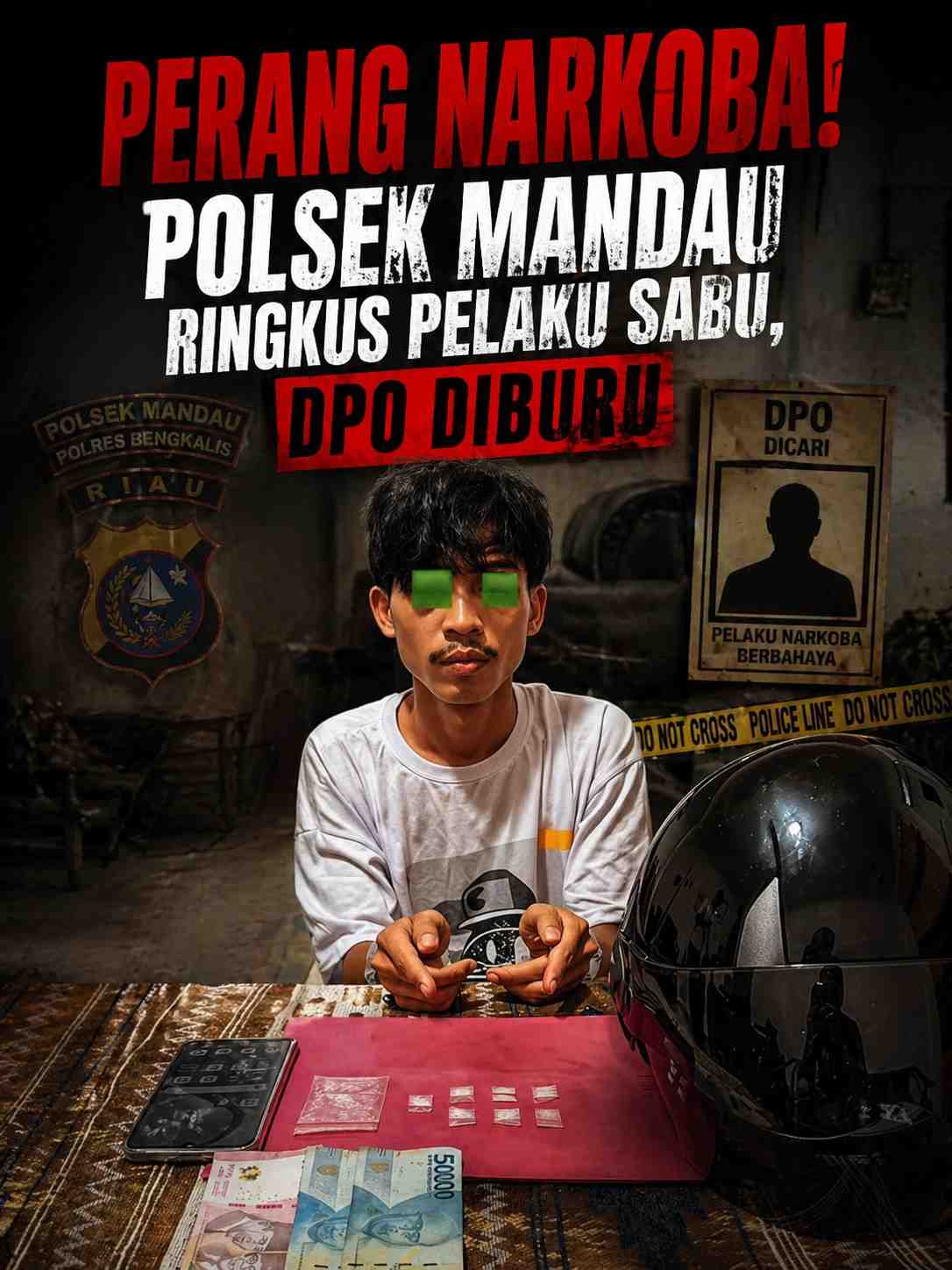 “Perang Narkoba! Polsek Mandau Ringkus Pelaku Sabu, DPO Diburu”