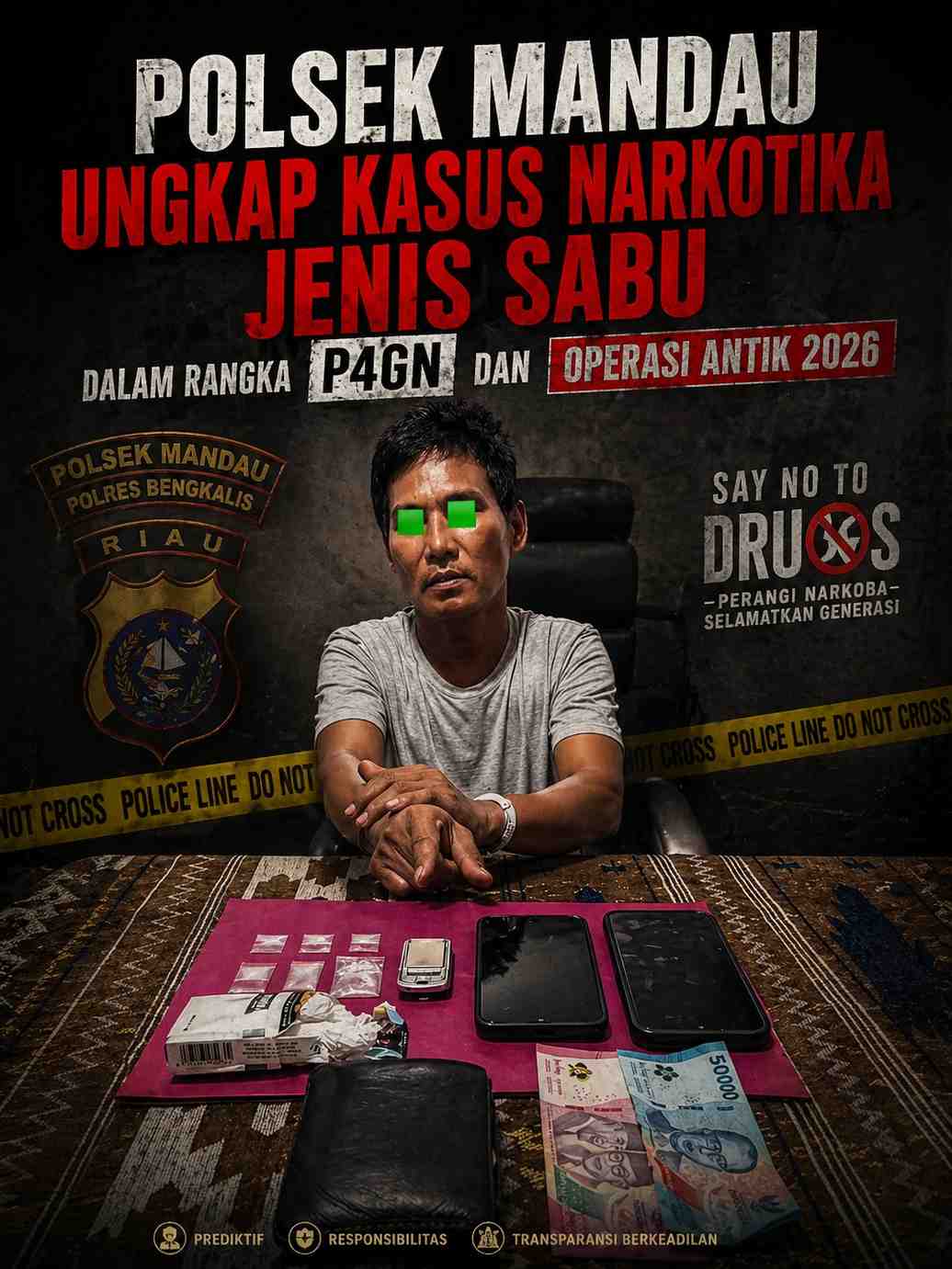 Polsek Mandau Ungkap Kasus Narkotika Jenis Sabu dalam Rangka P4GN dan Operasi Antik 2026