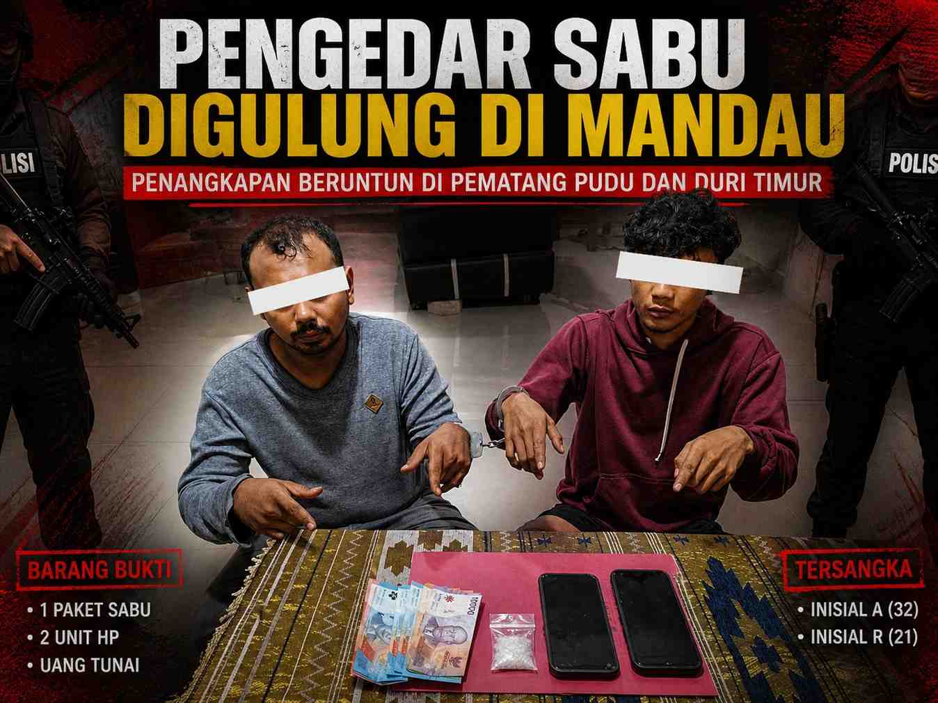 Pengedar Sabu Digulung di Mandau, Penangkapan Beruntun di Pematang Pudu dan Duri Timur