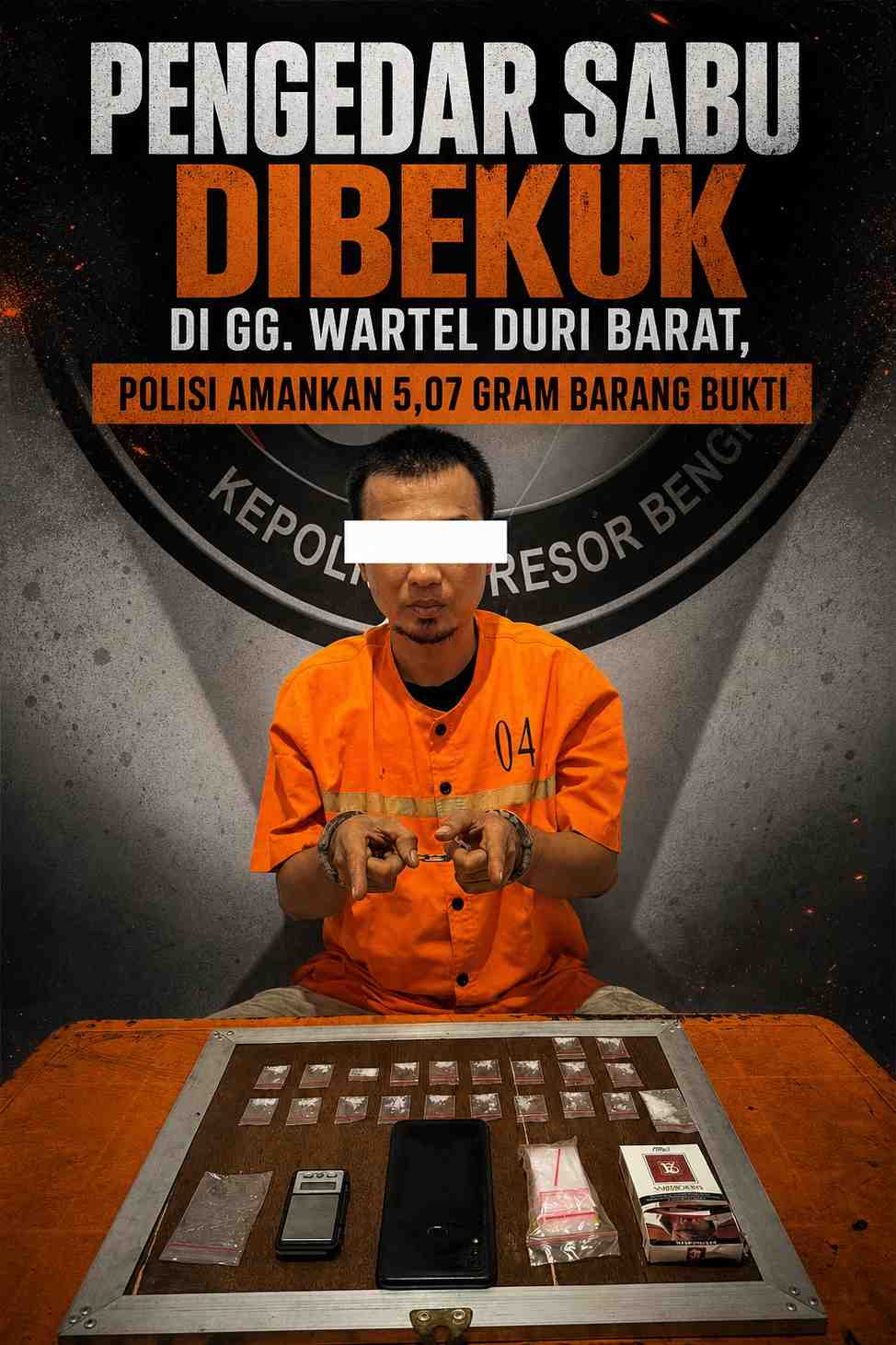 Pengedar Sabu Dibekuk di Gg. Wartel Duri Barat, Polisi Amankan 5,07 Gram Barang Bukti