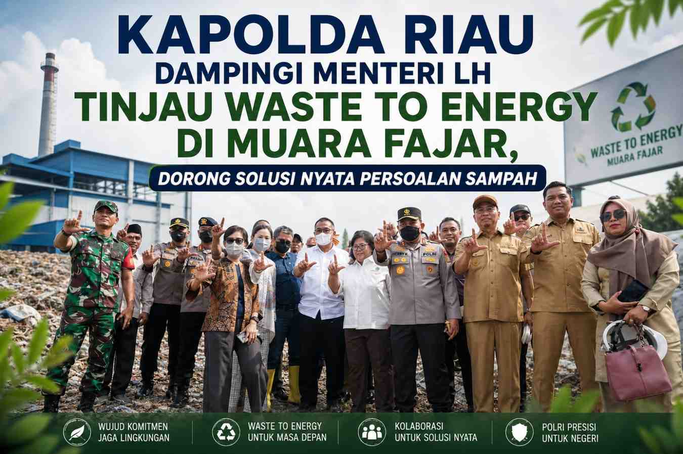 Kapolda Riau Dampingi Menteri LH Tinjau Waste to Energy di Muara Fajar, Dorong Solusi Nyata Persoalan Sampah