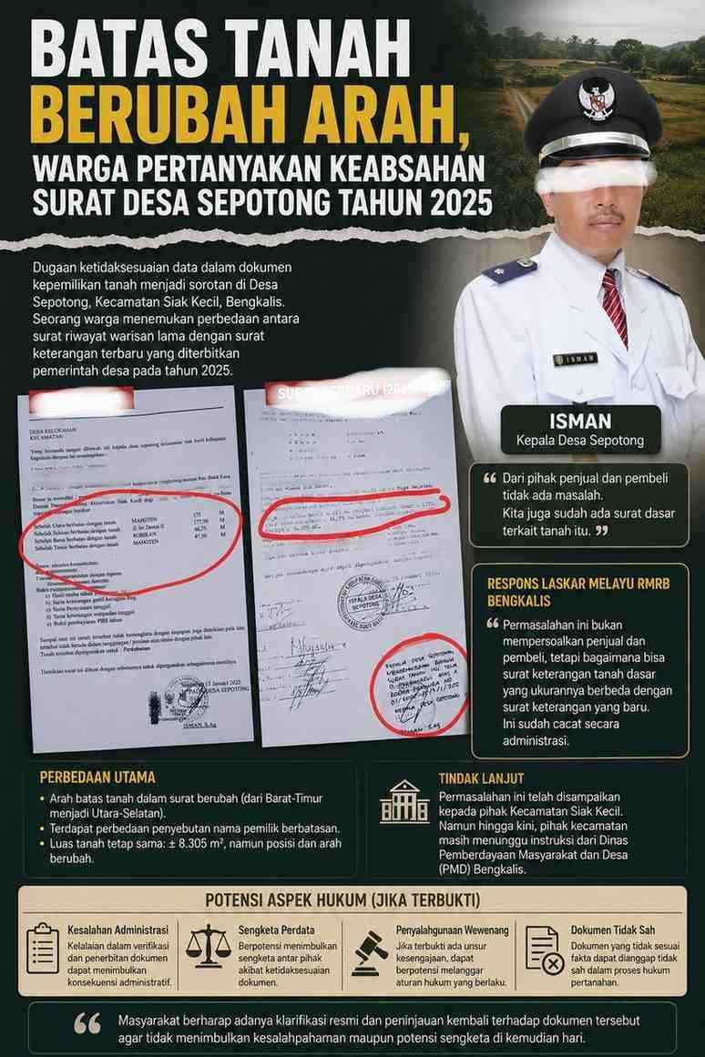 Batas Tanah Berubah Arah, Warga Pertanyakan Keabsahan Surat Desa Sepotong Tahun 2025