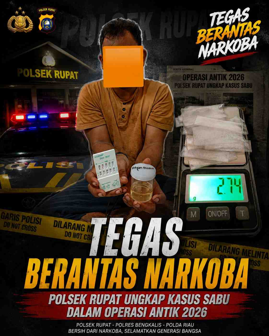 TEGAS BERANTAS NARKOBA, POLSEK RUPAT UNGKAP KASUS SABU DALAM OPERASI ANTIK 2026