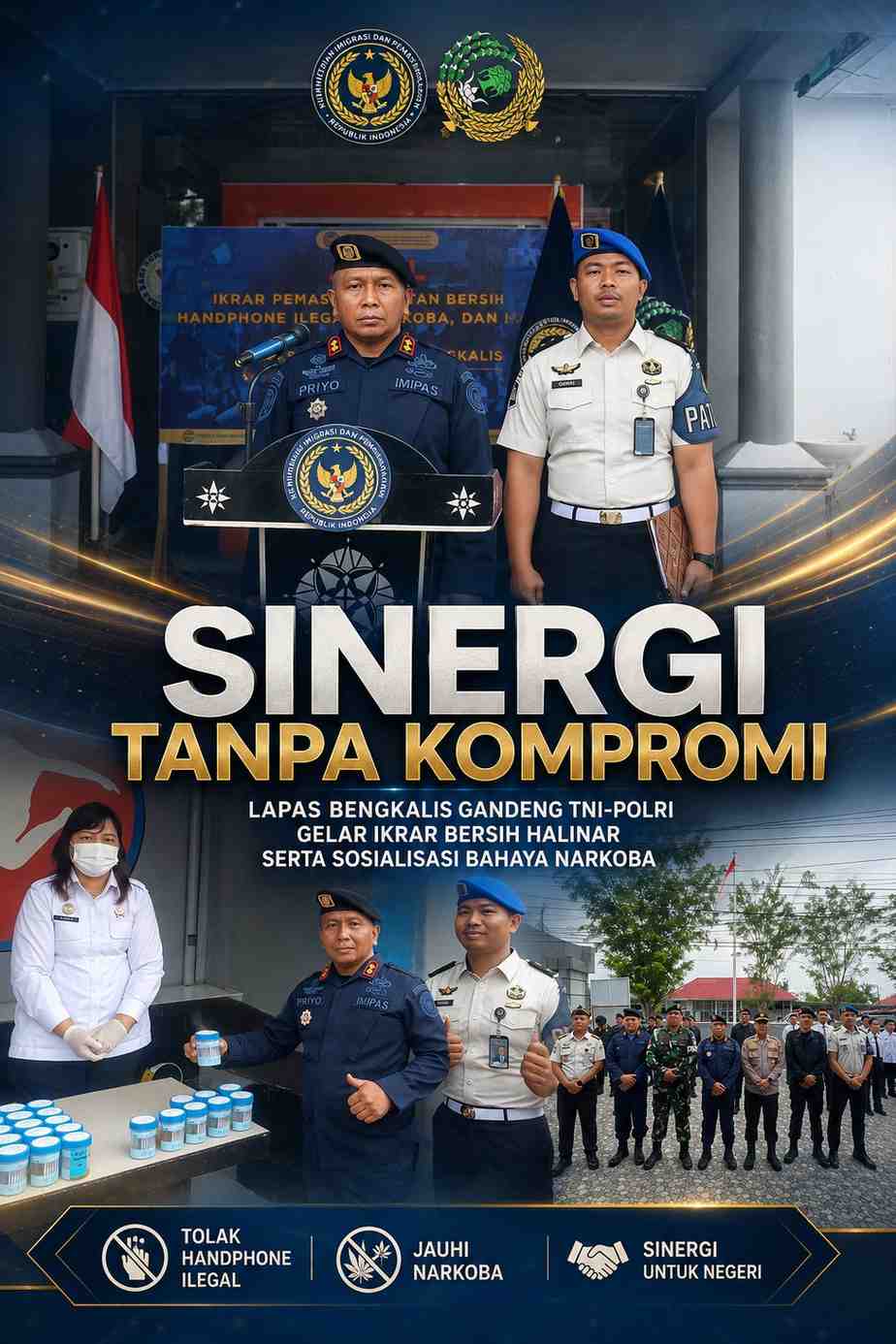 Sinergi Tanpa Kompromi, Lapas Bengkalis Gandeng TNI-Polri Gelar Ikrar Bersih Halinar Serta Sosialisasi Bahaya Narkoba