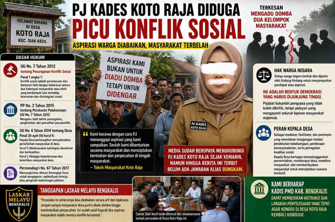 “PJ Kades Koto Raja Diduga Picu Konflik Sosial, Laskar Melayu Bengkalis Minta Pemkab Turun Tangan”