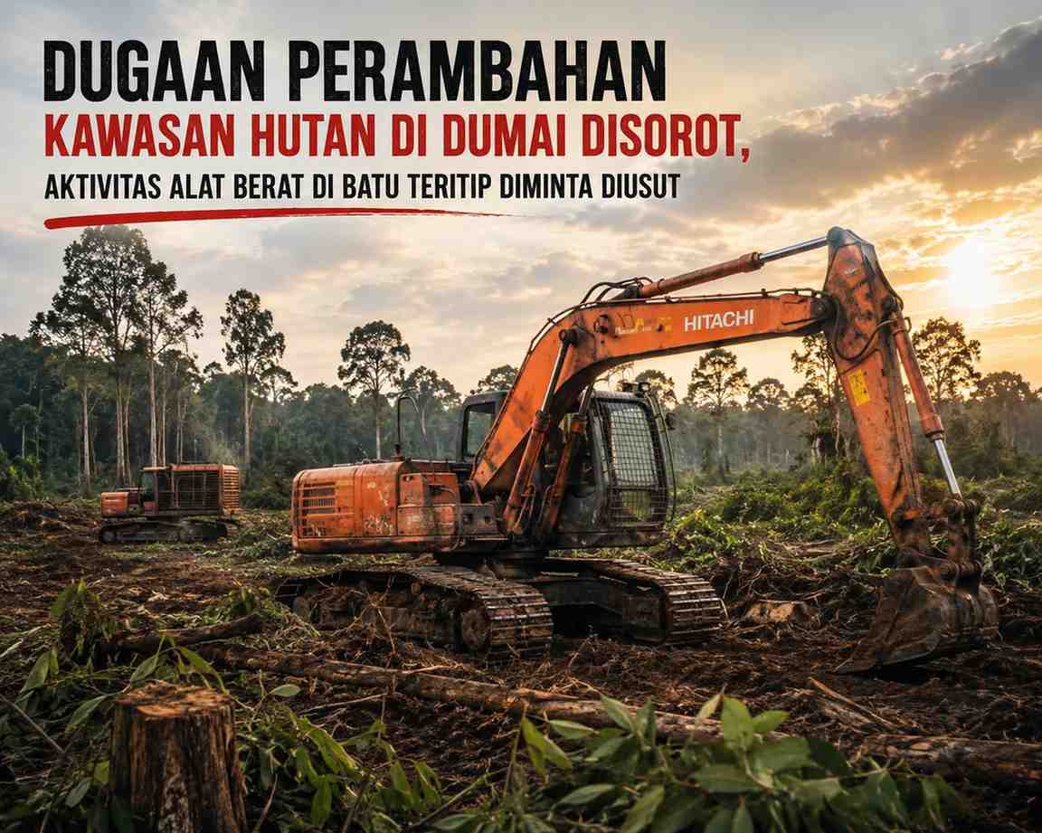 Dugaan Perambahan Kawasan Hutan di Dumai Disorot, Aktivitas Alat Berat di Batu Teritip Diminta Diusut