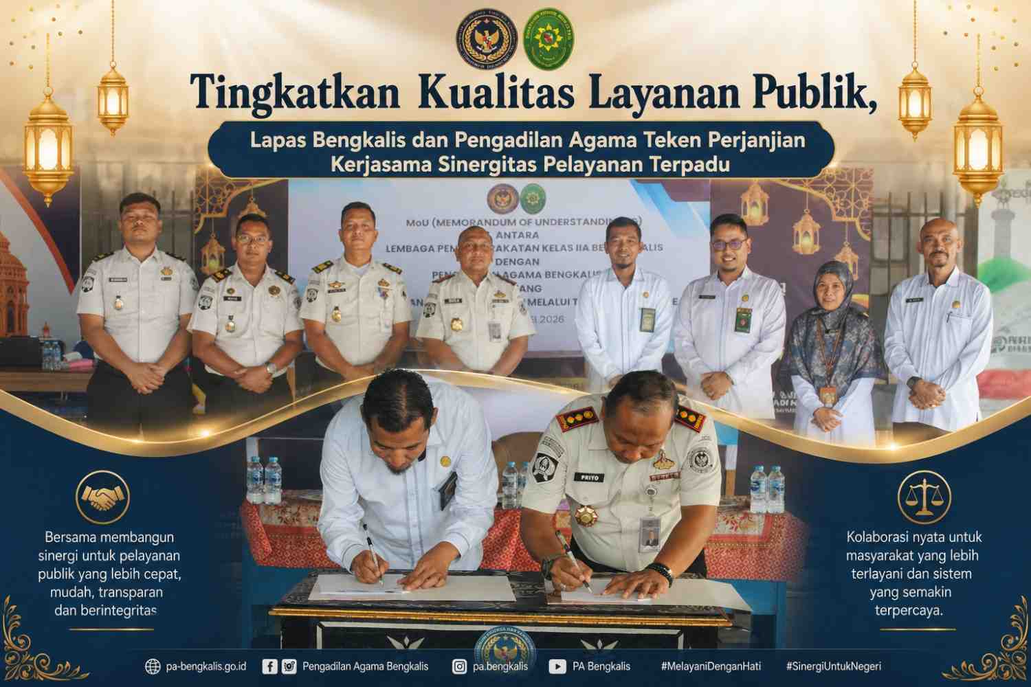 Tingkatkan Kualitas Layanan Publik, Lapas Bengkalis dan Pengadilan Agama Teken Perjanjian Kerjasama Sinergitas Pelayanan Terpadu