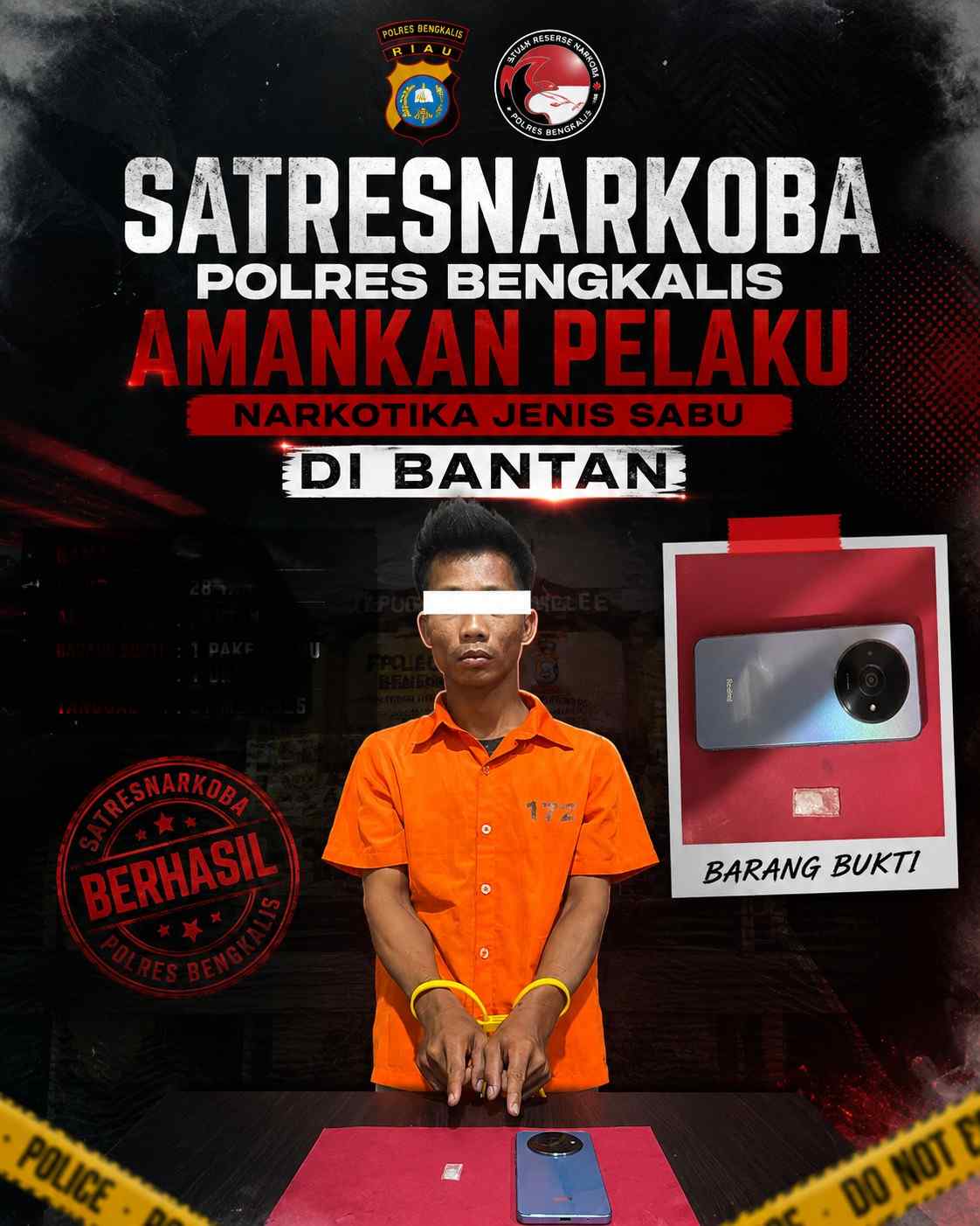SATRESNARKOBA POLRES BENGKALIS AMANKAN PELAKU NARKOTIKA JENIS SABU DI BANTAN