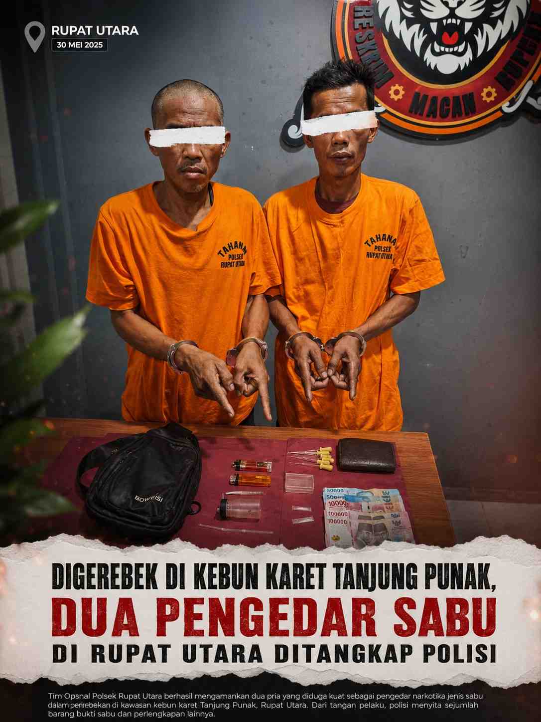 Digerebek di Kebun Karet Tanjung Punak, Dua Pengedar Sabu di Rupat Utara Ditangkap Polisi