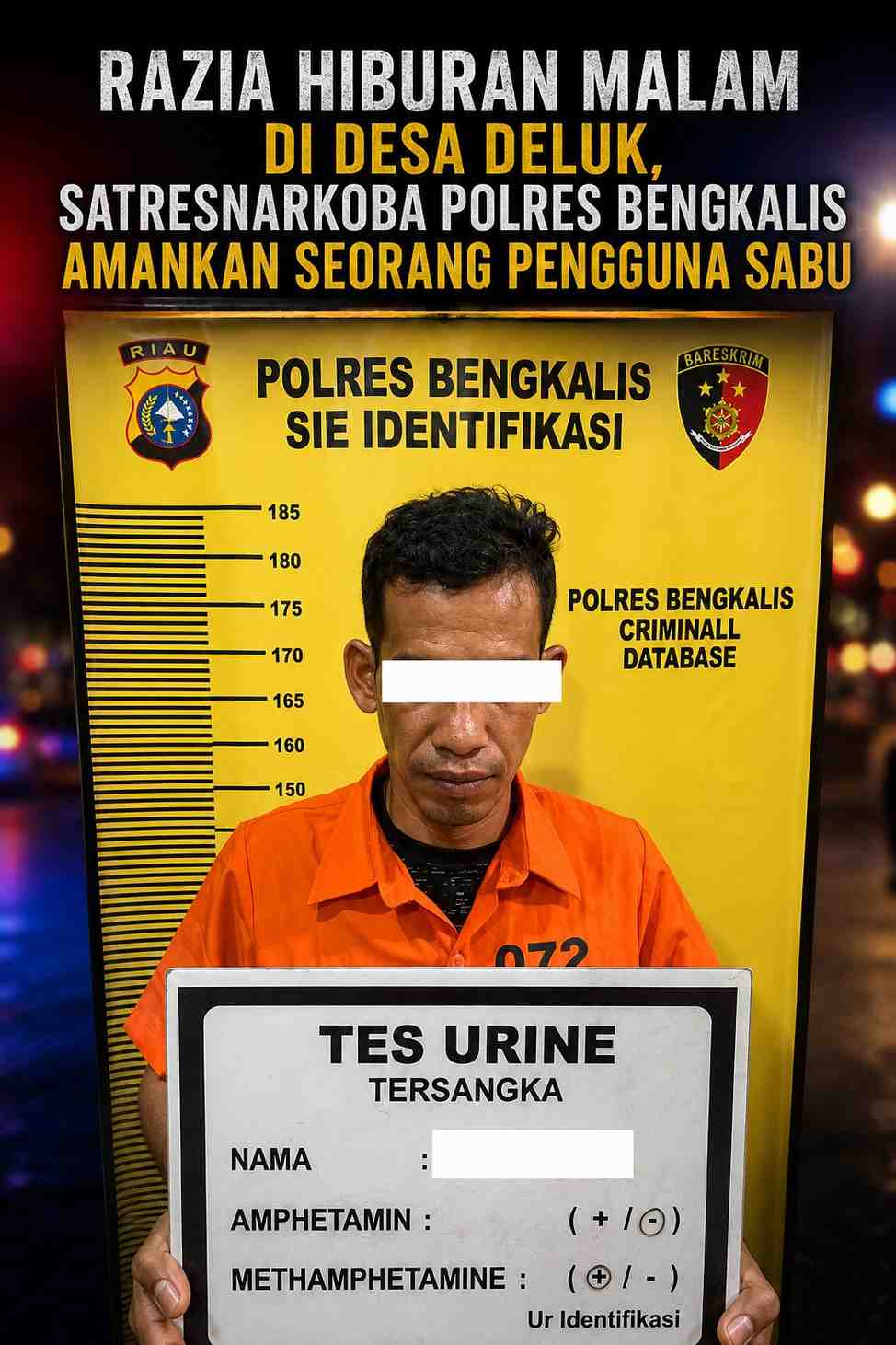 Razia Hiburan Malam di Desa Deluk, Satresnarkoba Polres Bengkalis Amankan Seorang Pengguna Sabu