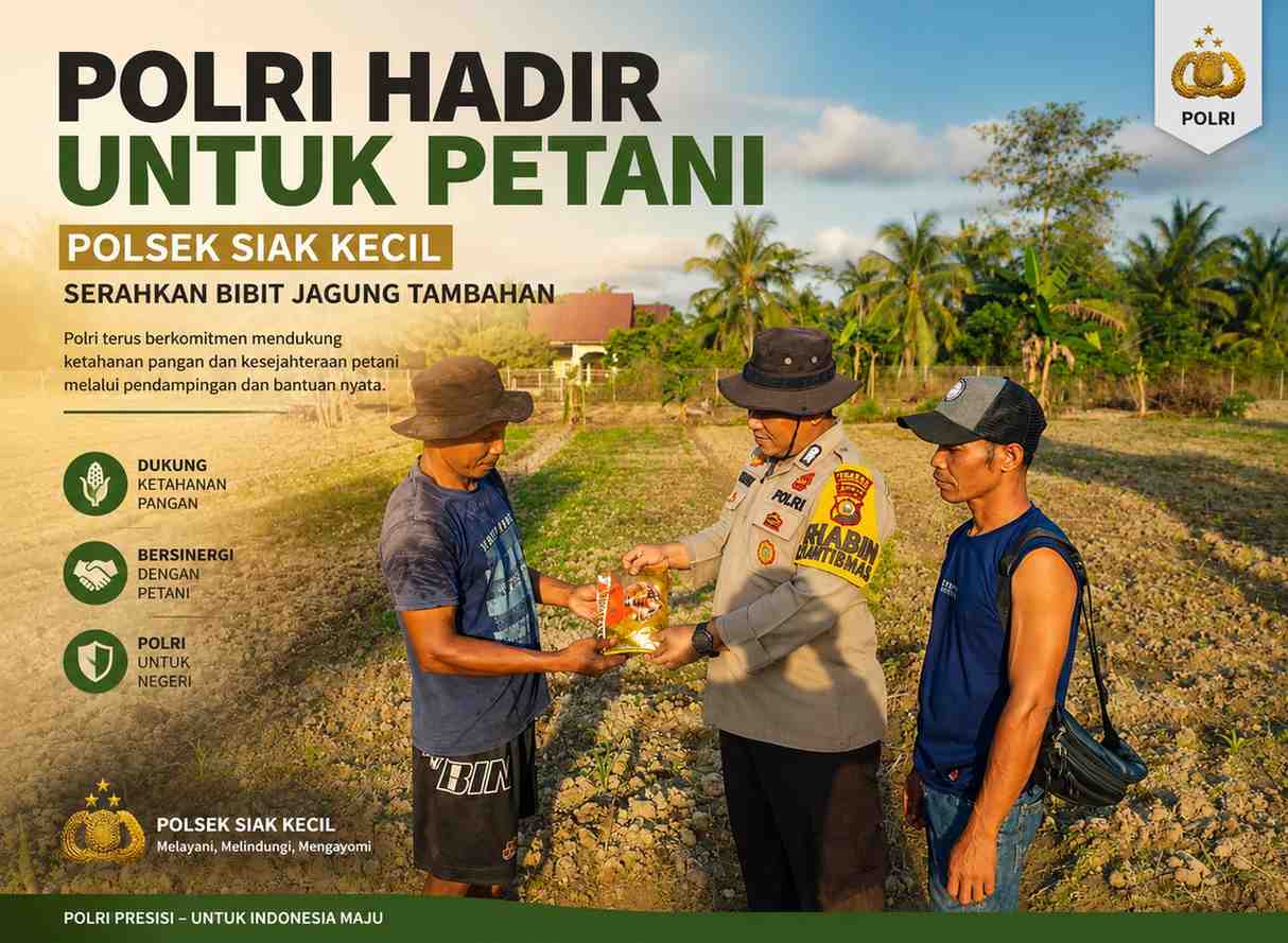 Polri Hadir untuk Petani, Polsek Siak Kecil Serahkan Bibit Jagung Tambahan
