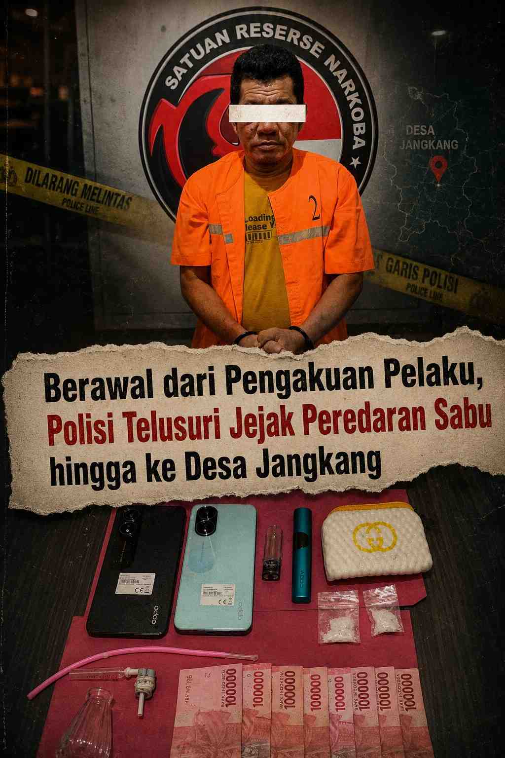 Berawal dari Pengakuan Pelaku, Polisi Telusuri Jejak Peredaran Sabu hingga ke Desa Jangkang