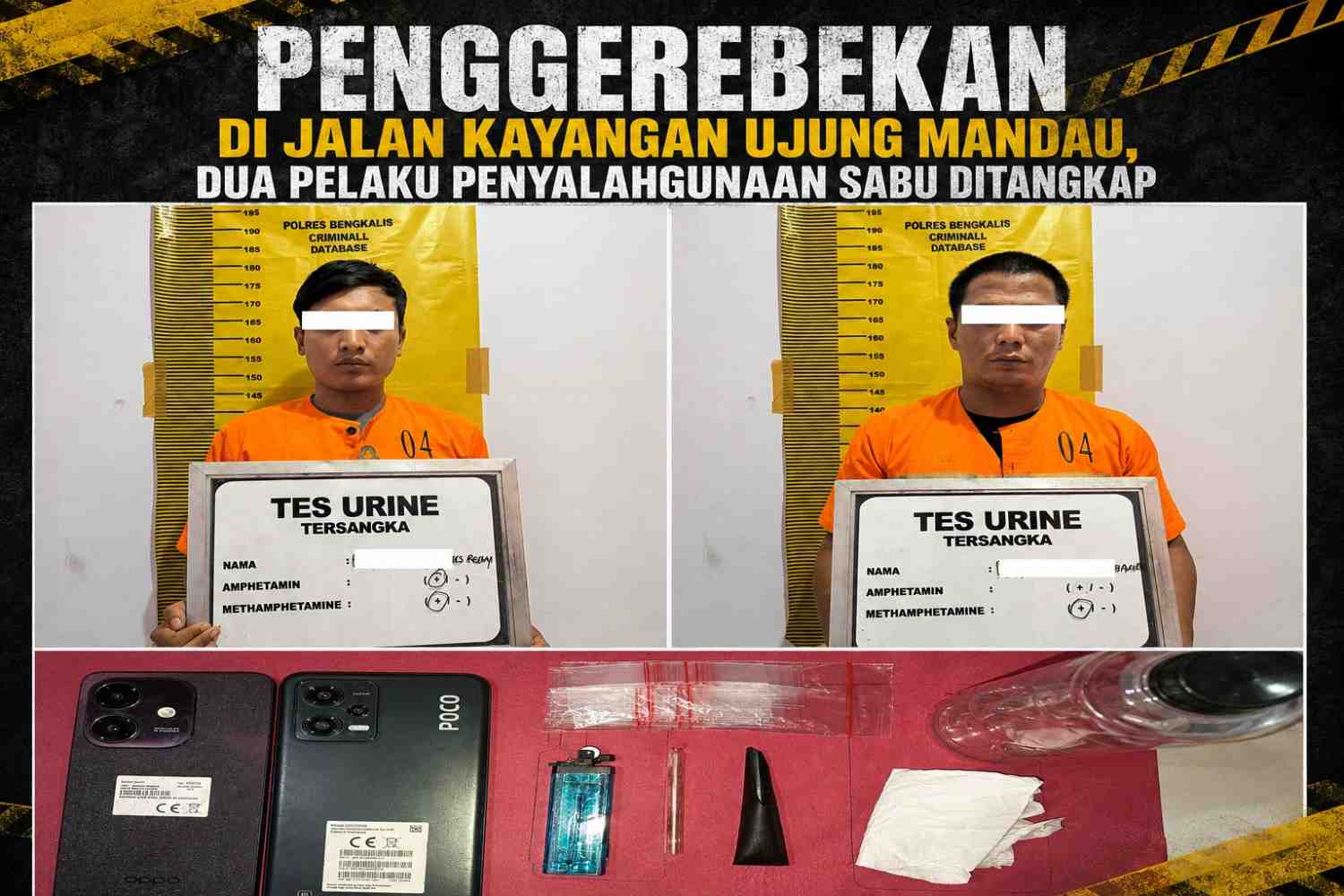 Penggerebekan di Jalan Kayangan Ujung Mandau, Dua Pelaku Penyalahgunaan Sabu Ditangkap