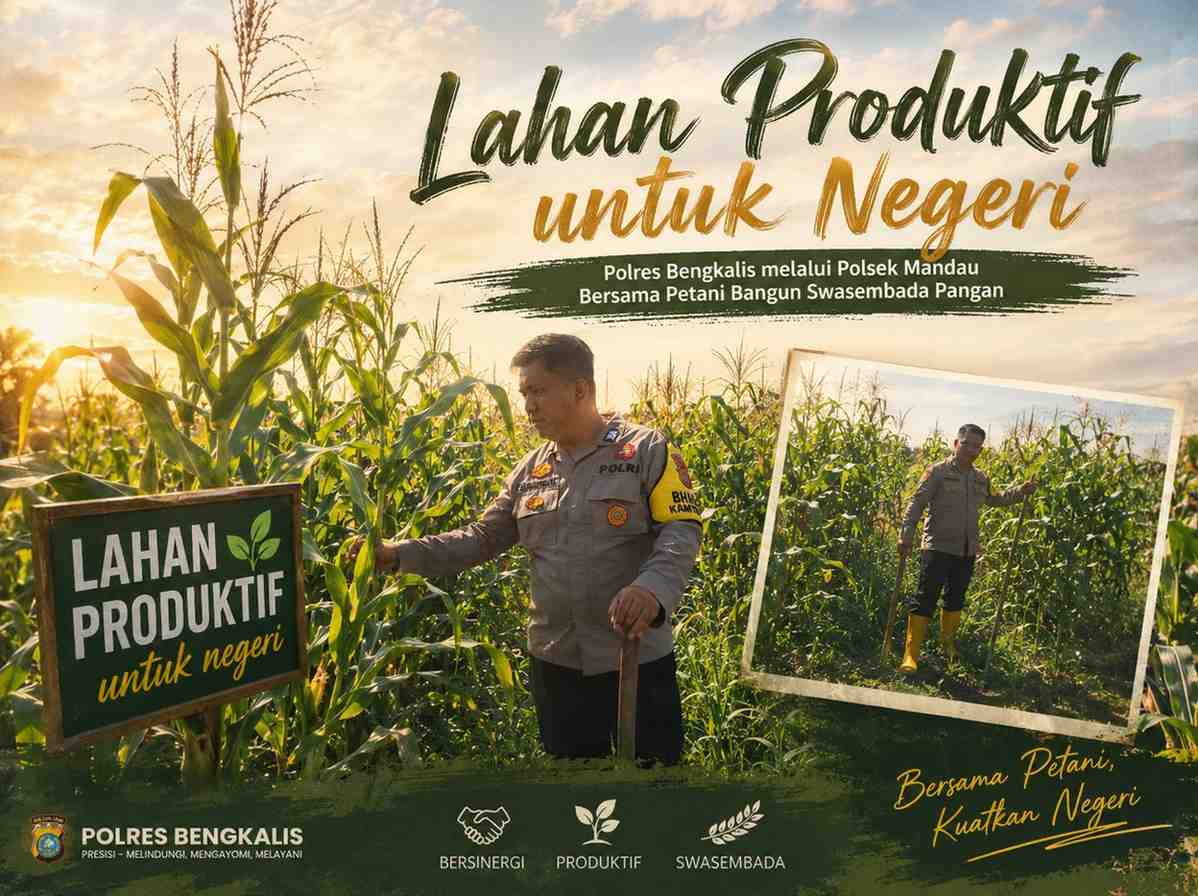 Lahan Produktif untuk Negeri, Polres Bengkalis melalui Polsek Mandau Bersama Petani Bangun Swasembada Pangan