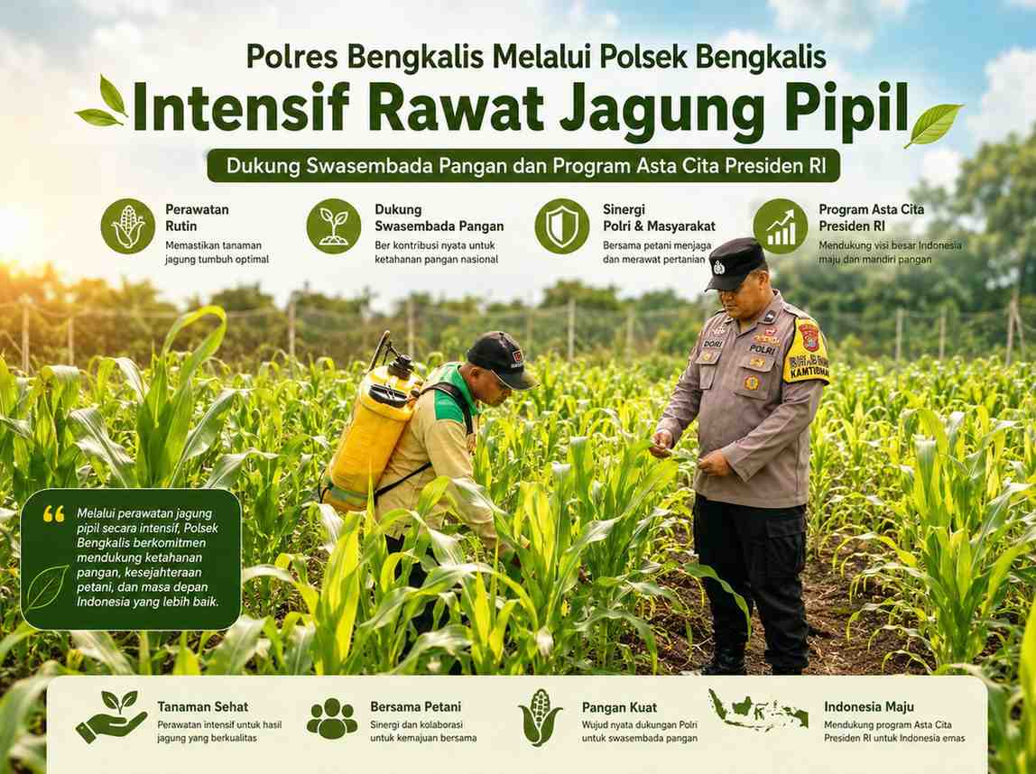Polres Bengkalis Melalui Polsek Bengkalis Intensif Rawat Jagung Pipil Dukung Swasembada Pangan dan Program Asta Cita Presiden RI