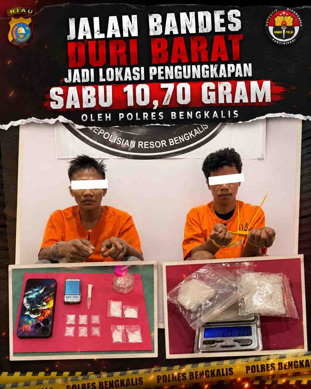 Jalan Bandes Duri Barat Jadi Lokasi Pengungkapan Sabu 10,70 Gram oleh Polres Bengkalis