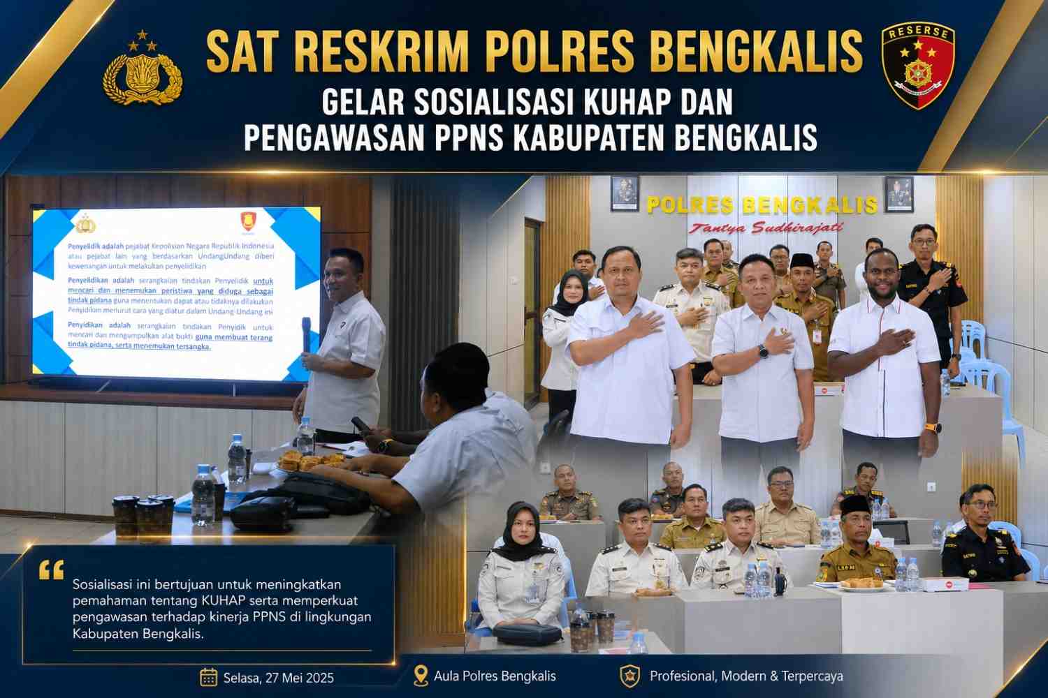 Sat Reskrim Polres Bengkalis Gelar Sosialisasi KUHAP dan Pengawasan PPNS Kabupaten Bengkalis