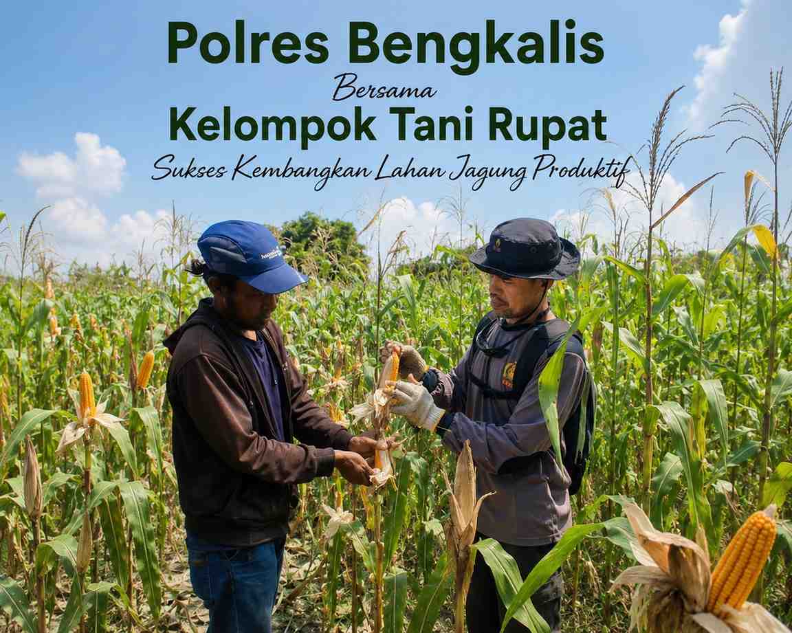 Polres Bengkalis Bersama Kelompok Tani Rupat Sukses Kembangkan Lahan Jagung Produktif