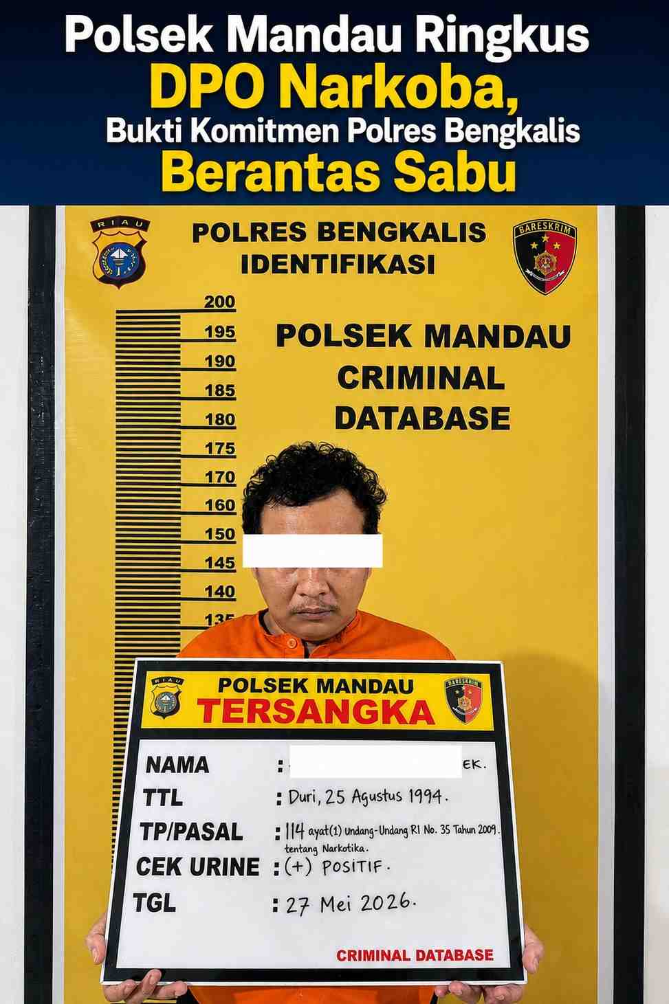 Polsek Mandau Ringkus DPO Narkoba, Bukti Komitmen Polres Bengkalis Berantas Sabu