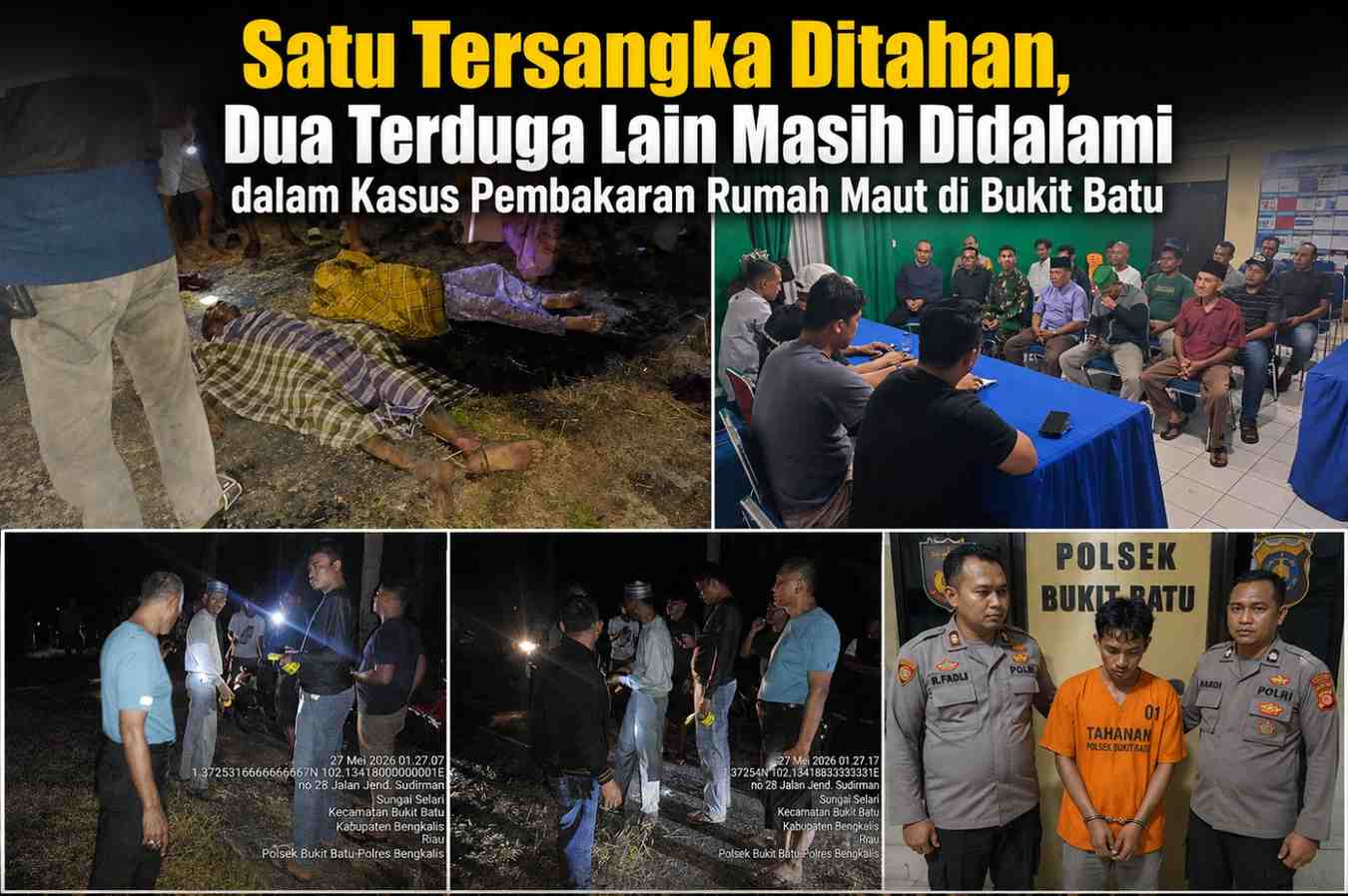 Satu Tersangka Ditahan, Dua Terduga Lain Masih Didalami dalam Kasus Pembakaran Rumah Maut di Bukit Batu