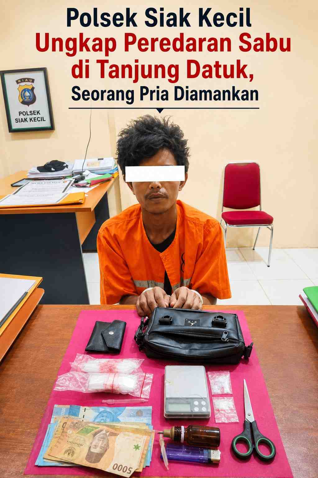 Polsek Siak Kecil Ungkap Peredaran Sabu di Tanjung Datuk, Seorang Pria Diamankan