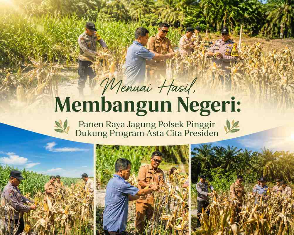 Menuai Hasil, Membangun Negeri: Panen Raya Jagung Polsek Pinggir Dukung Program Asta Cita Presiden