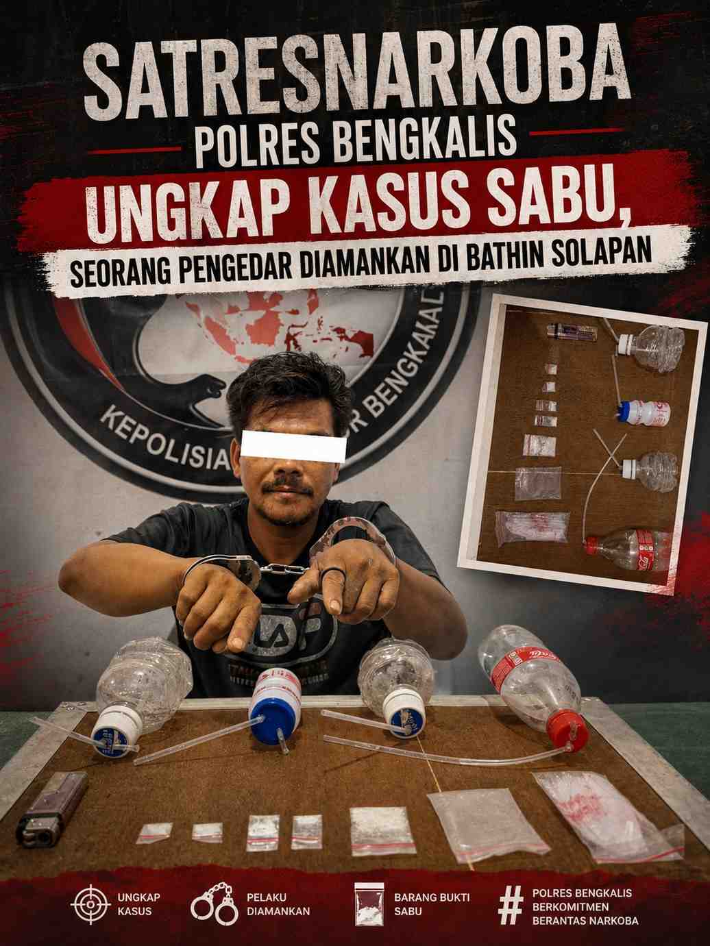 Satresnarkoba Polres Bengkalis Ungkap Kasus Sabu, Seorang Pengedar Diamankan di Bathin Solapan