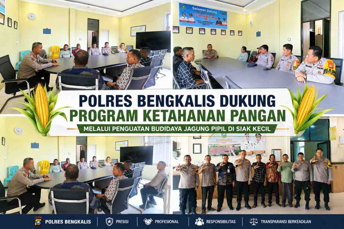 Polres Bengkalis Dukung Program Ketahanan Pangan Melalui Penguatan Budidaya Jagung Pipil di Siak Kecil