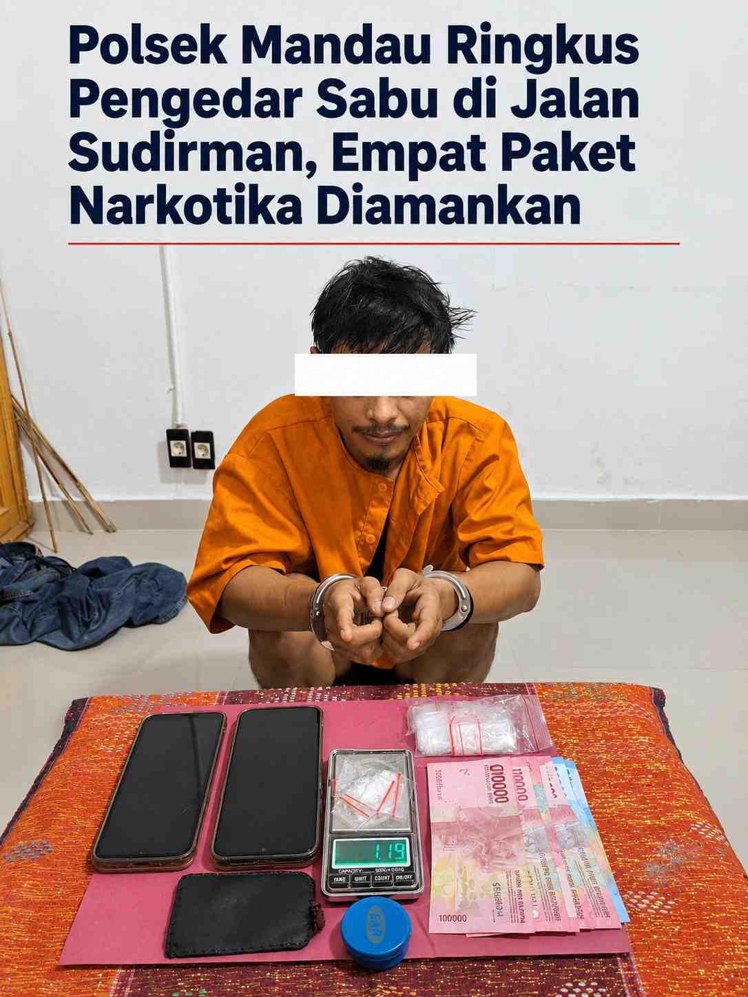 Polsek Mandau Ringkus Pengedar Sabu di Jalan Sudirman, Empat Paket Narkotika Diamankan