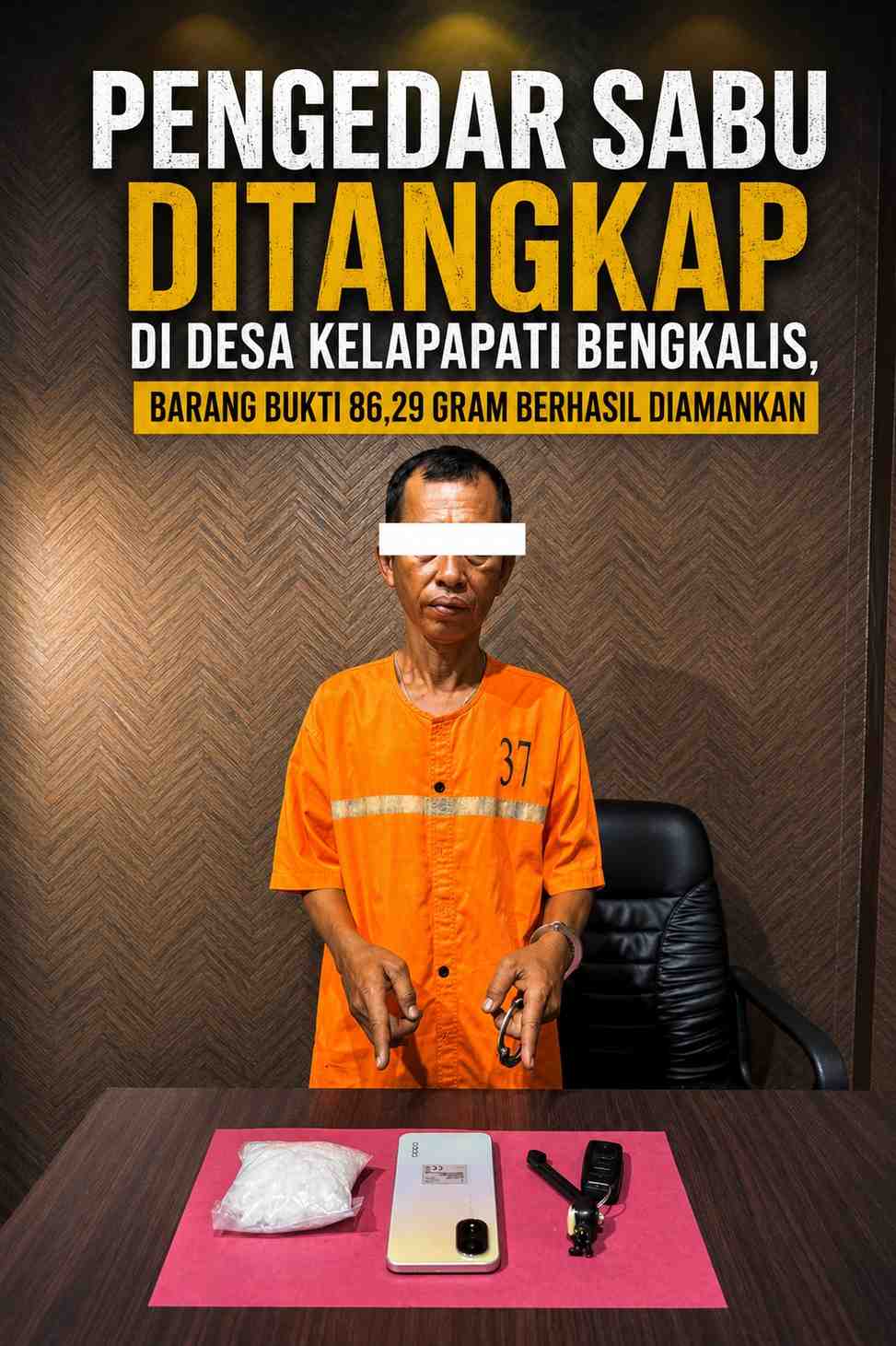 Pengedar Sabu Ditangkap di Desa Kelapapati Bengkalis, Barang Bukti 86,29 Gram Berhasil Diamankan