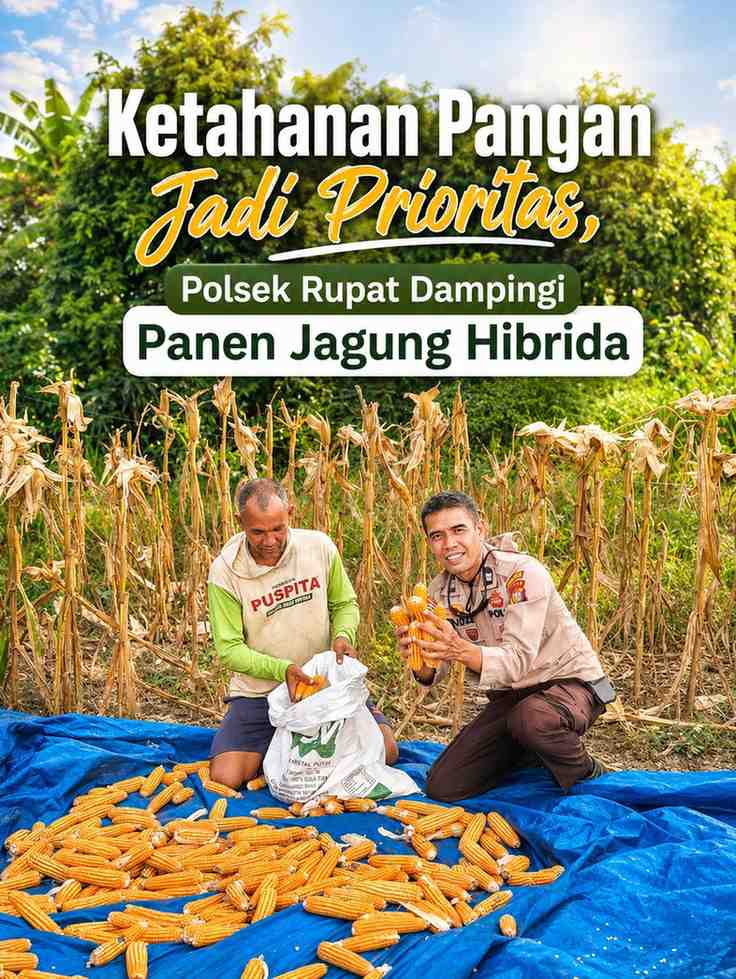 Ketahanan Pangan Jadi Prioritas, Polsek Rupat Dampingi Panen Jagung Hibrida