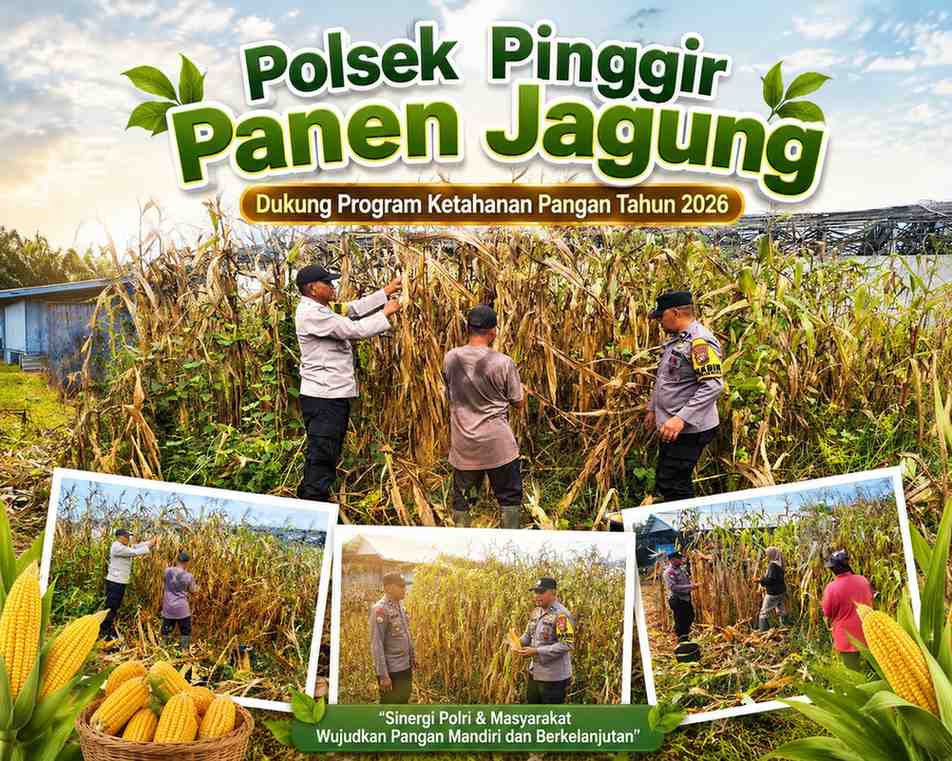 Polsek Pinggir Panen Jagung, Dukung Program Ketahanan Pangan Tahun 2026