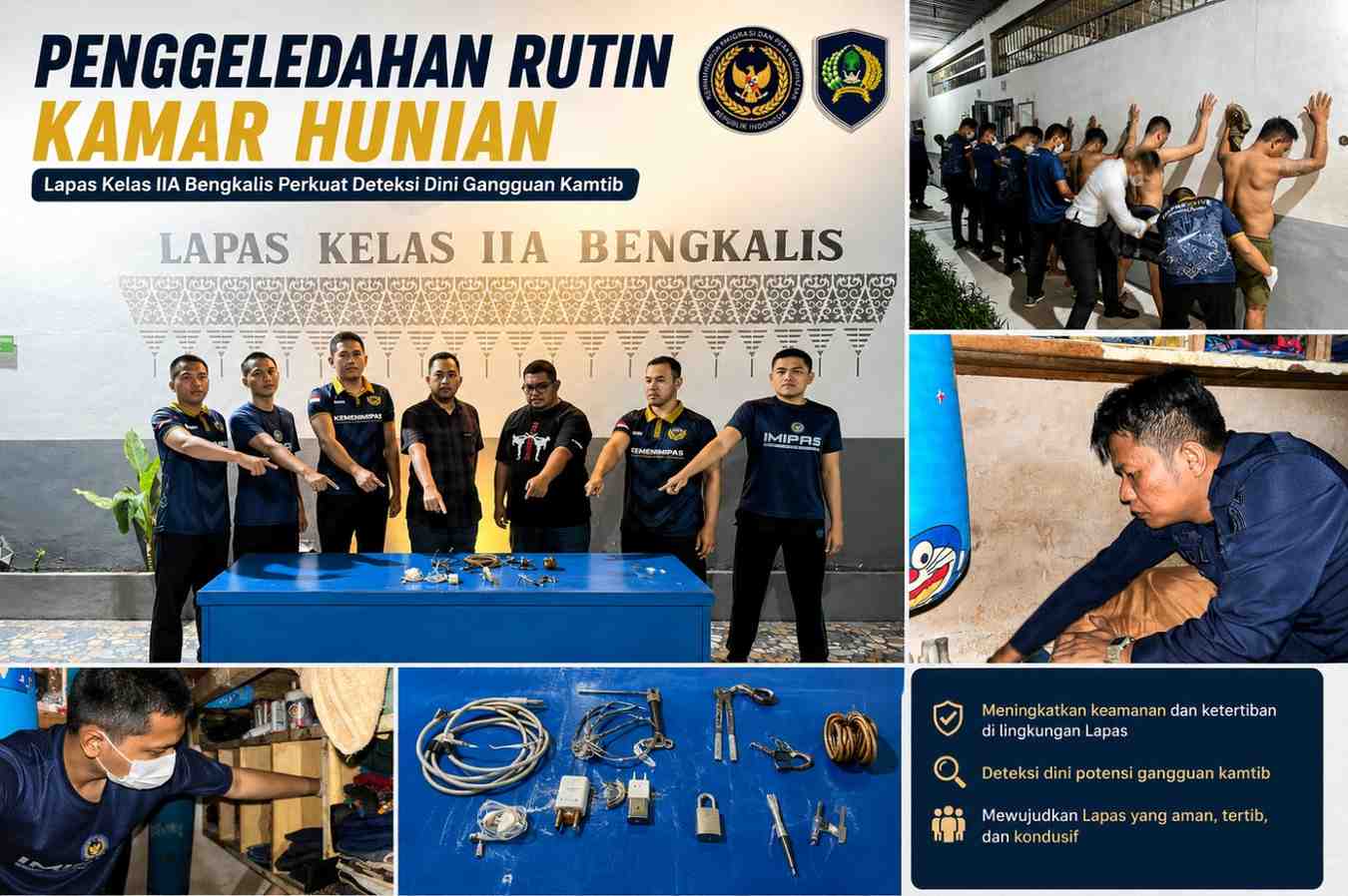 Penggeledahan Rutin Kamar Hunian, Lapas Kelas IIA Bengkalis Perkuat Deteksi Dini Gangguan Kamtib