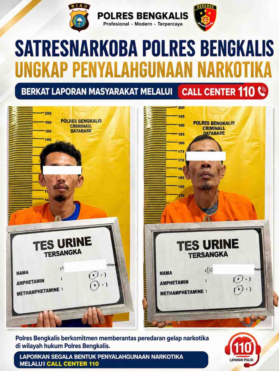 Satresnarkoba Polres Bengkalis Ungkap Penyalahgunaan Narkotika Berkat Laporan Masyarakat melalui Call Center 110