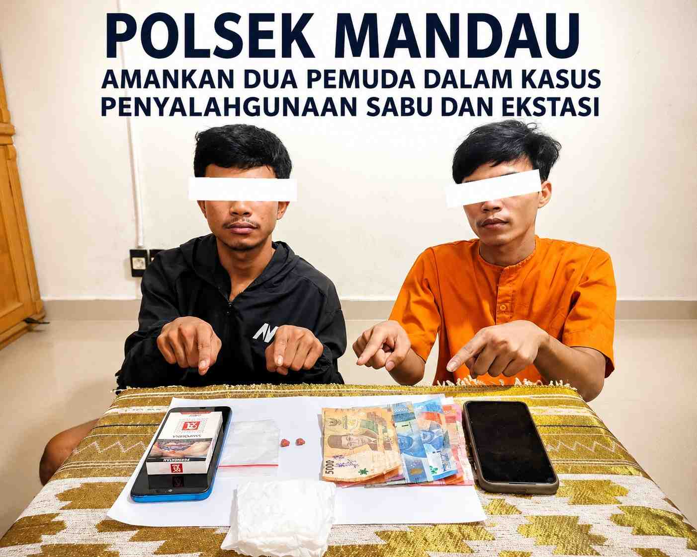 Polsek Mandau Amankan Dua Pemuda dalam Kasus Penyalahgunaan Sabu dan Ekstasi
