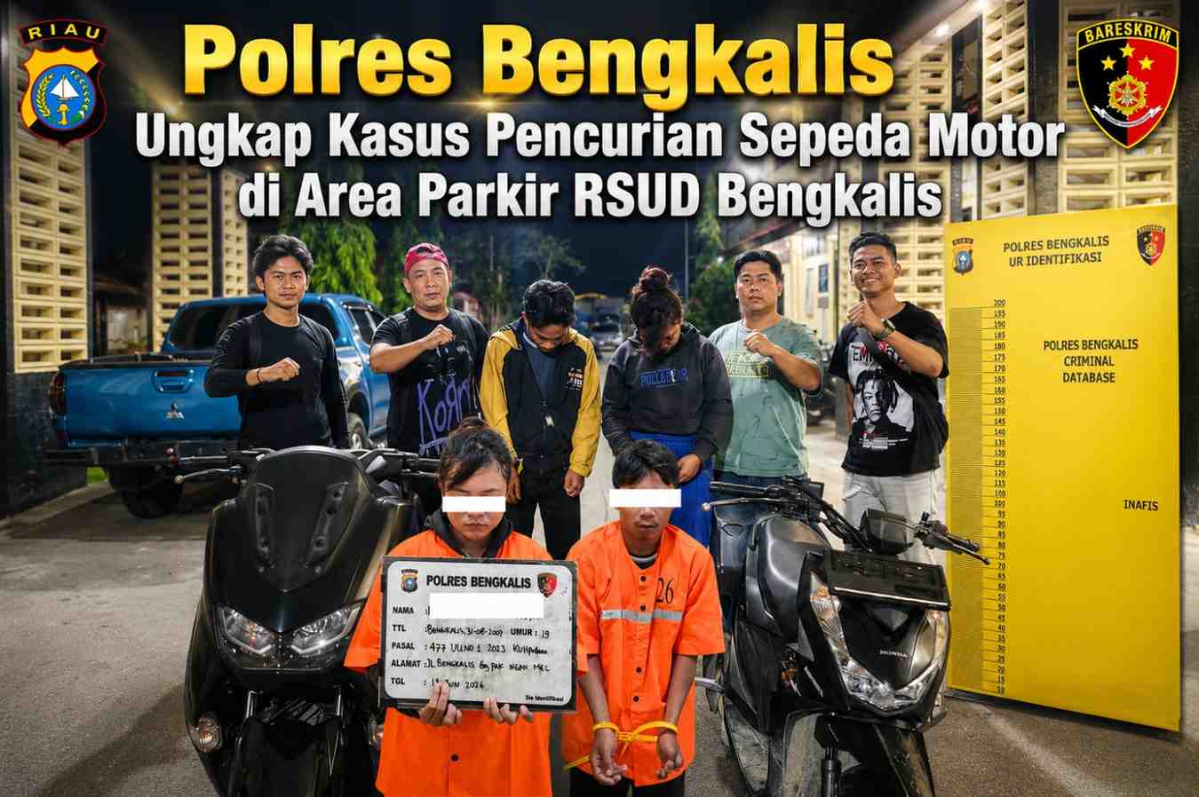 Polres Bengkalis Ungkap Kasus Pencurian Sepeda Motor di Area Parkir RSUD Bengkalis